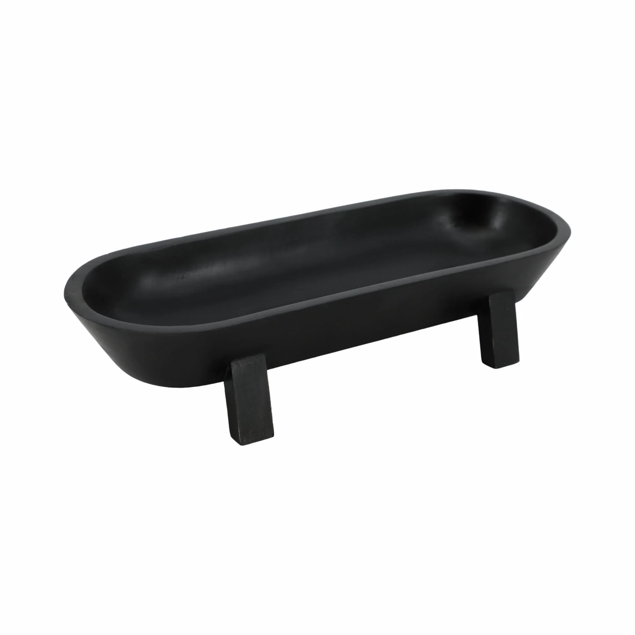 15" Footed Oval Bowl, Black - Image 2