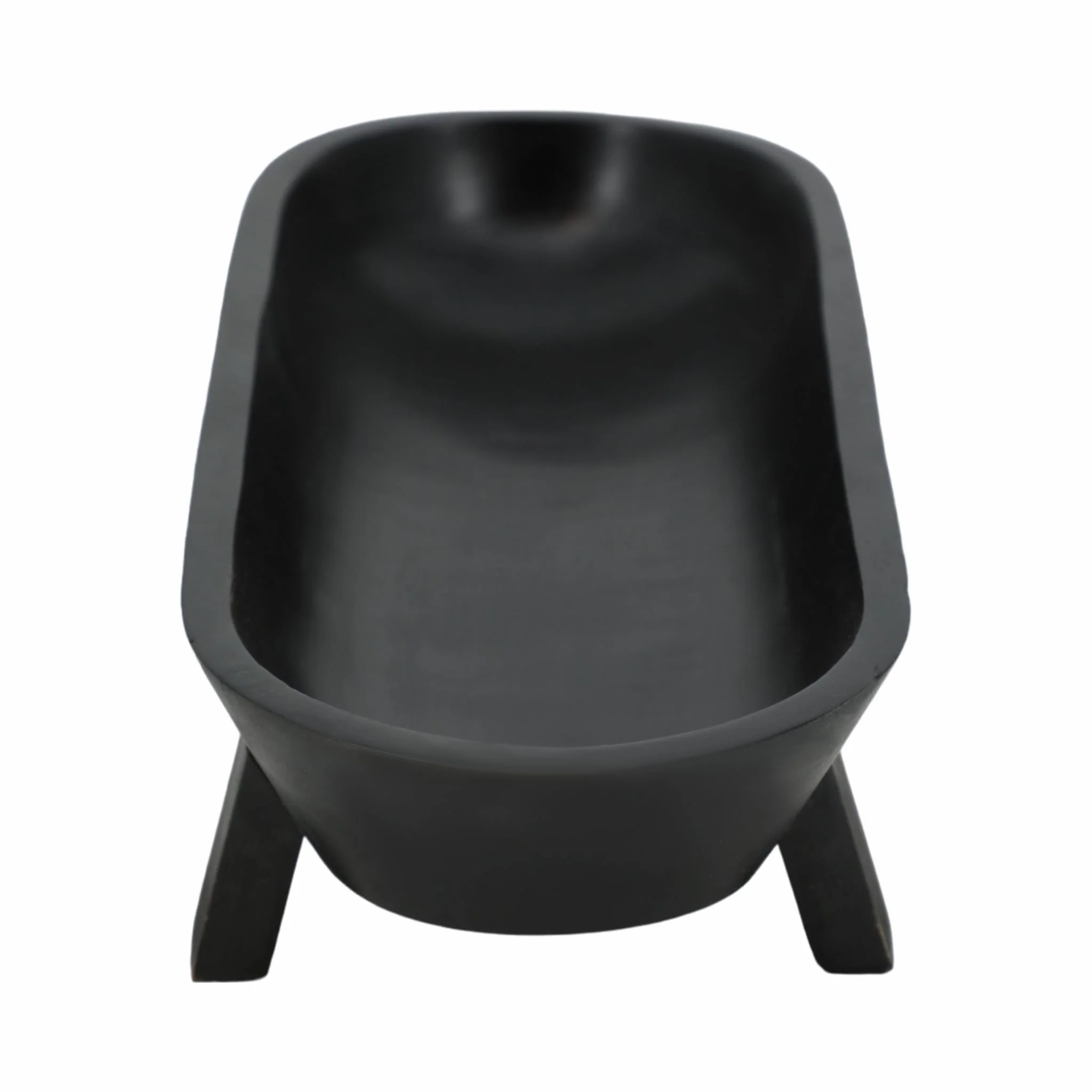 15" Footed Oval Bowl, Black - Image 3
