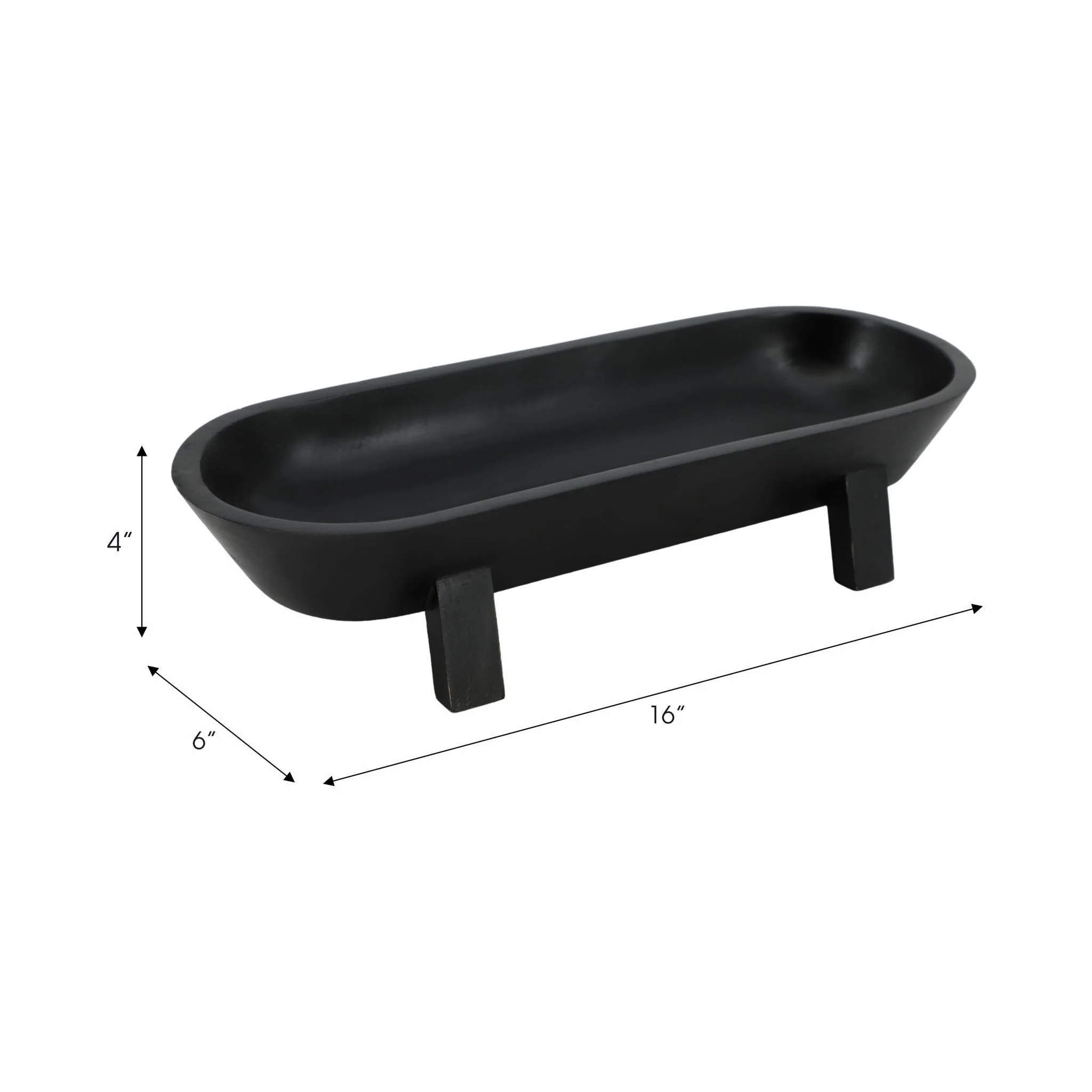15" Footed Oval Bowl, Black - Image 7