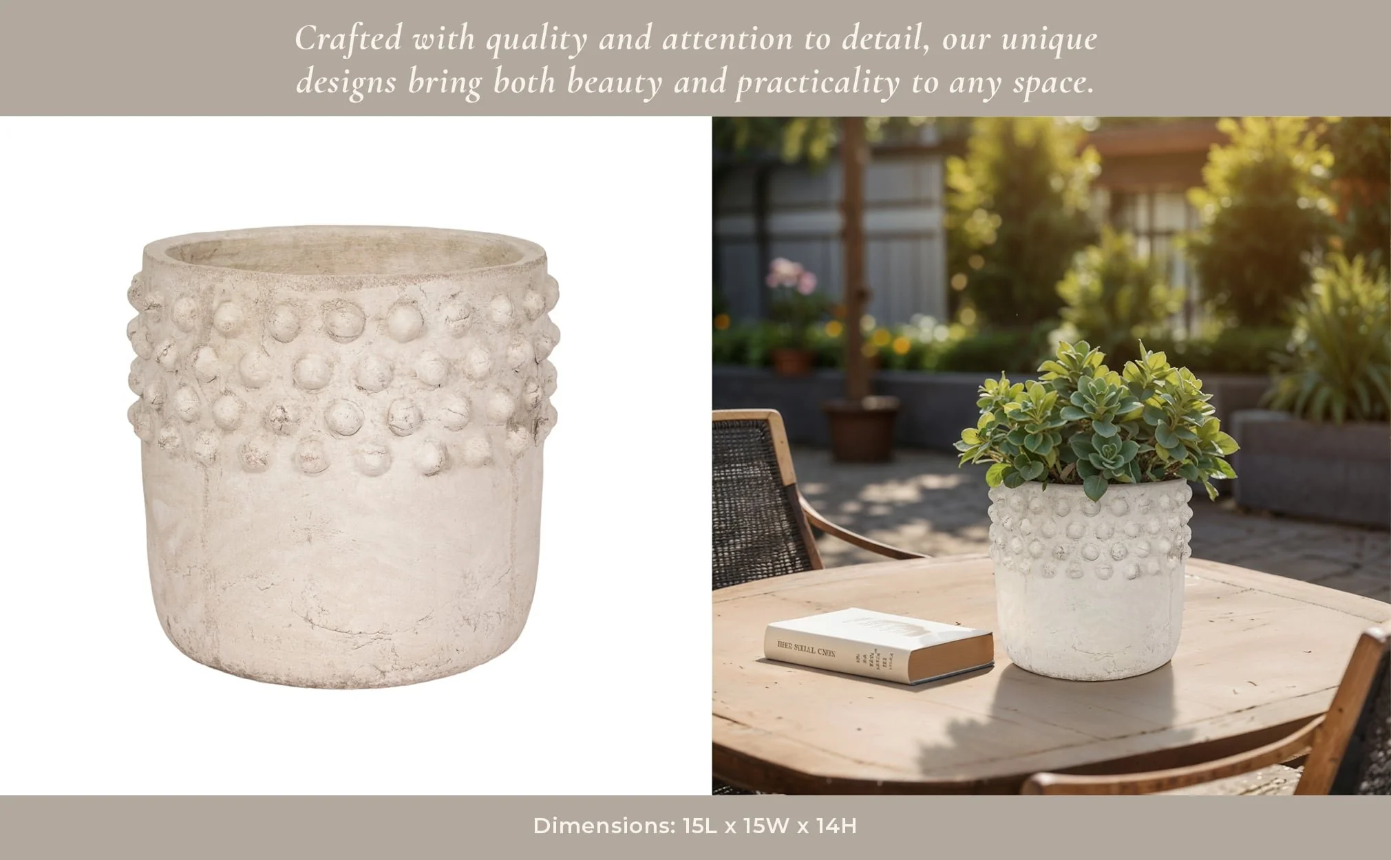 15" Half Bubble Weathered Planter, Ivor - Image 10