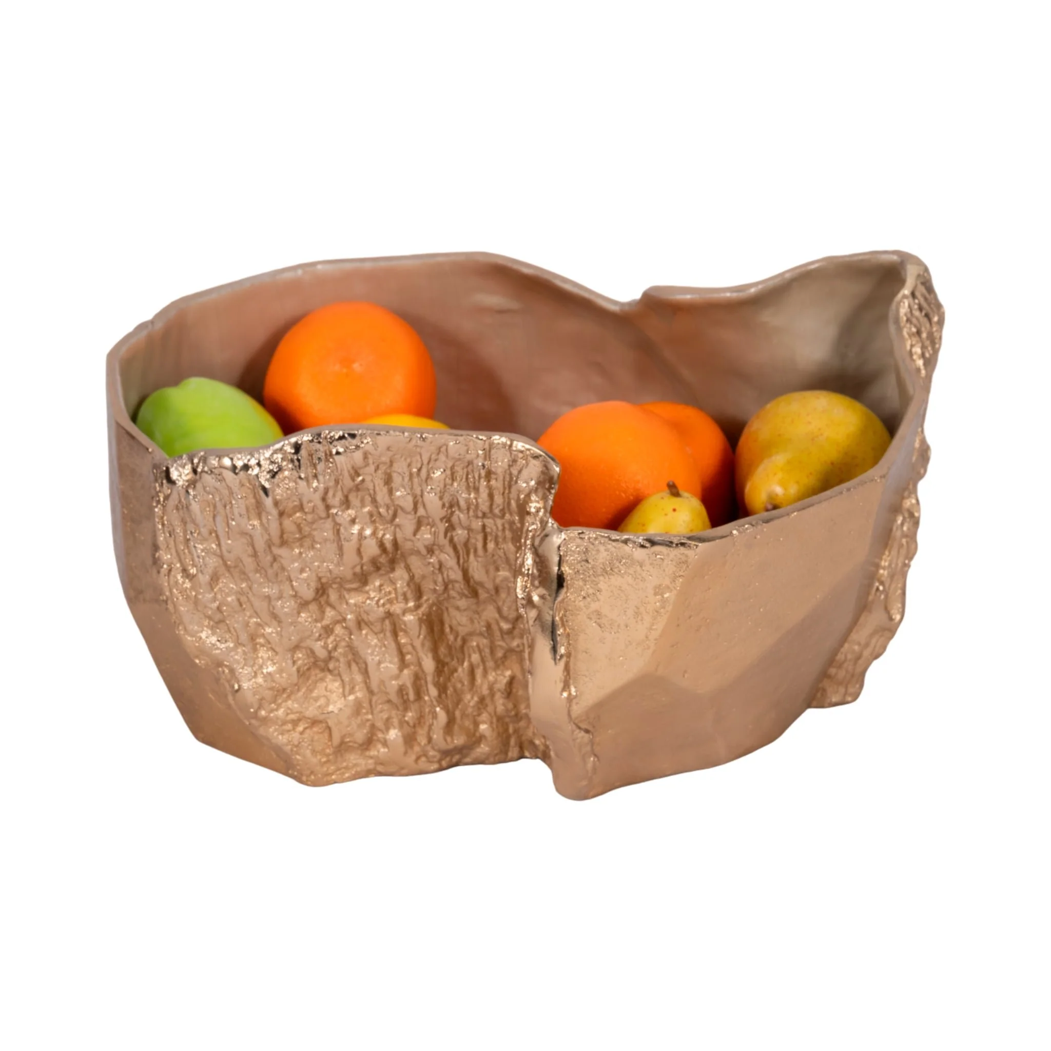 15" Metal Trunk Bowl With Color Inside, Gold/ivory - Image 2