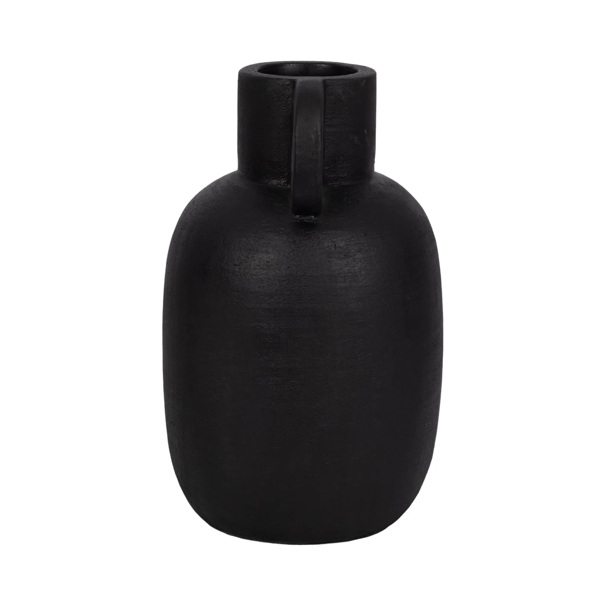 15" Modern Terracotta Jug Vase W/handle, Black - Image 4
