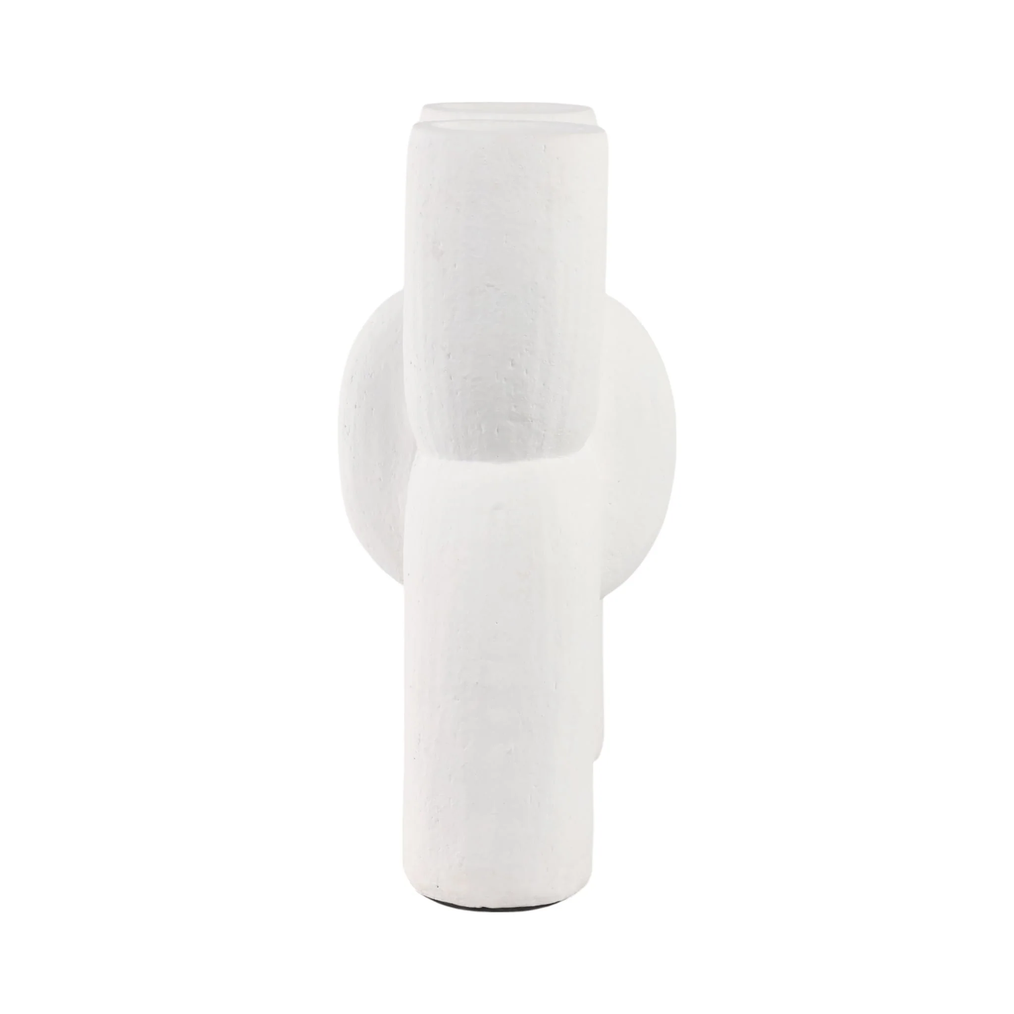 15" Modern X Shape Terracotta Vase, White - Image 3