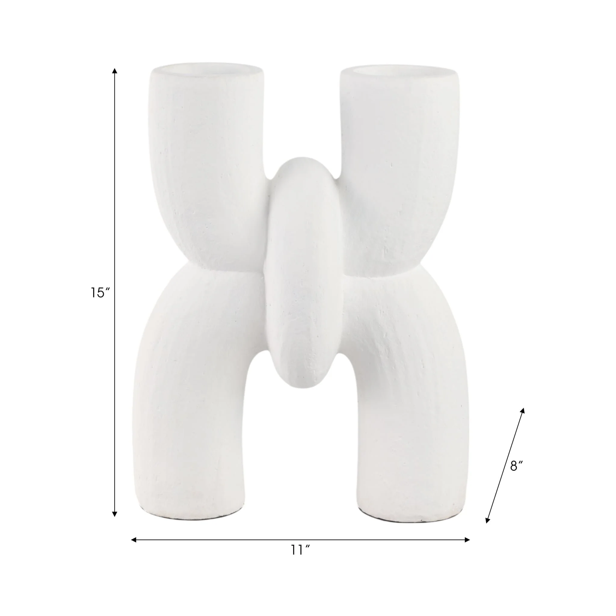 15" Modern X Shape Terracotta Vase, White - Image 8