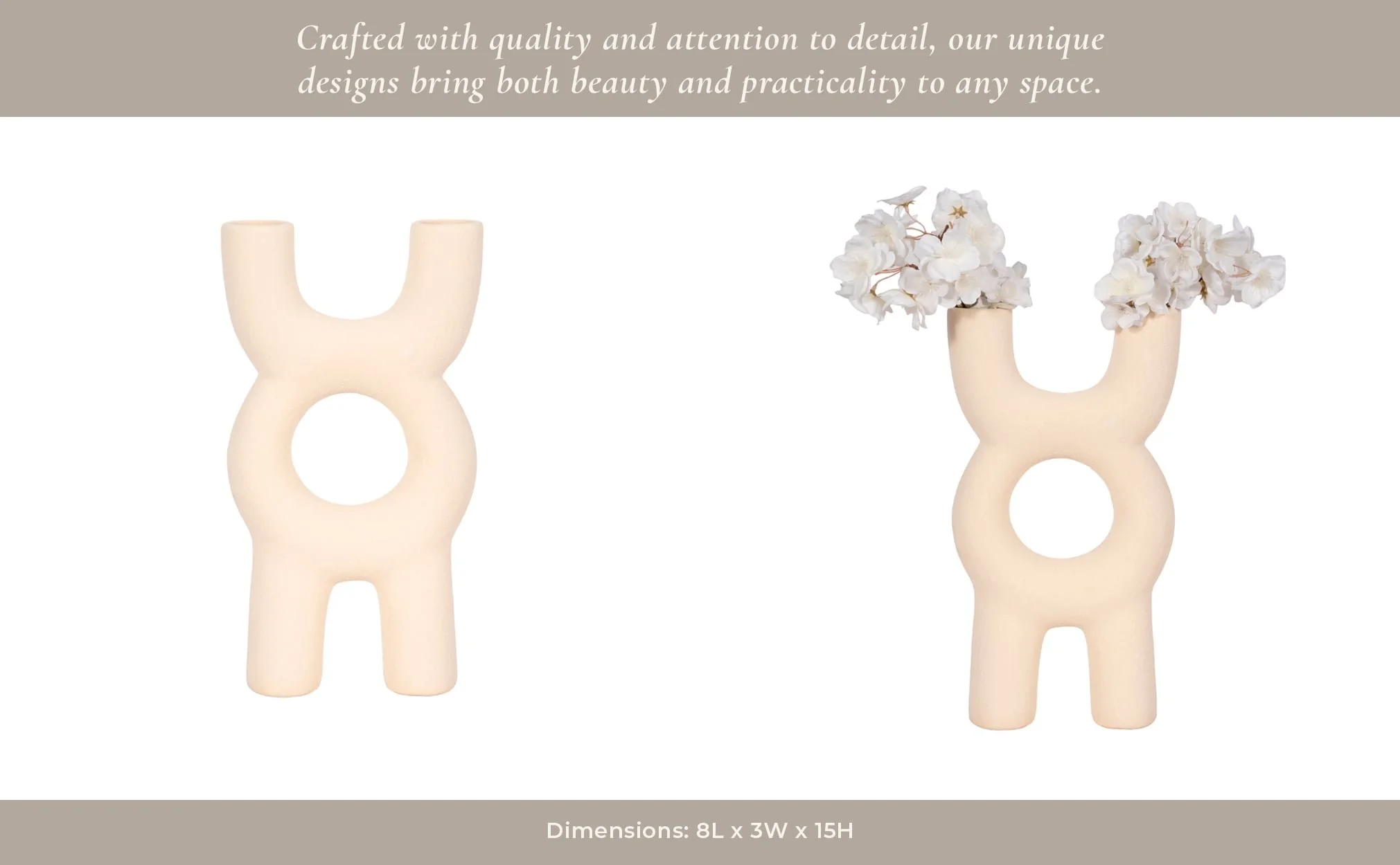 15" Open Cut-out Totem Object Sand Glaze, Ivory - Image 12
