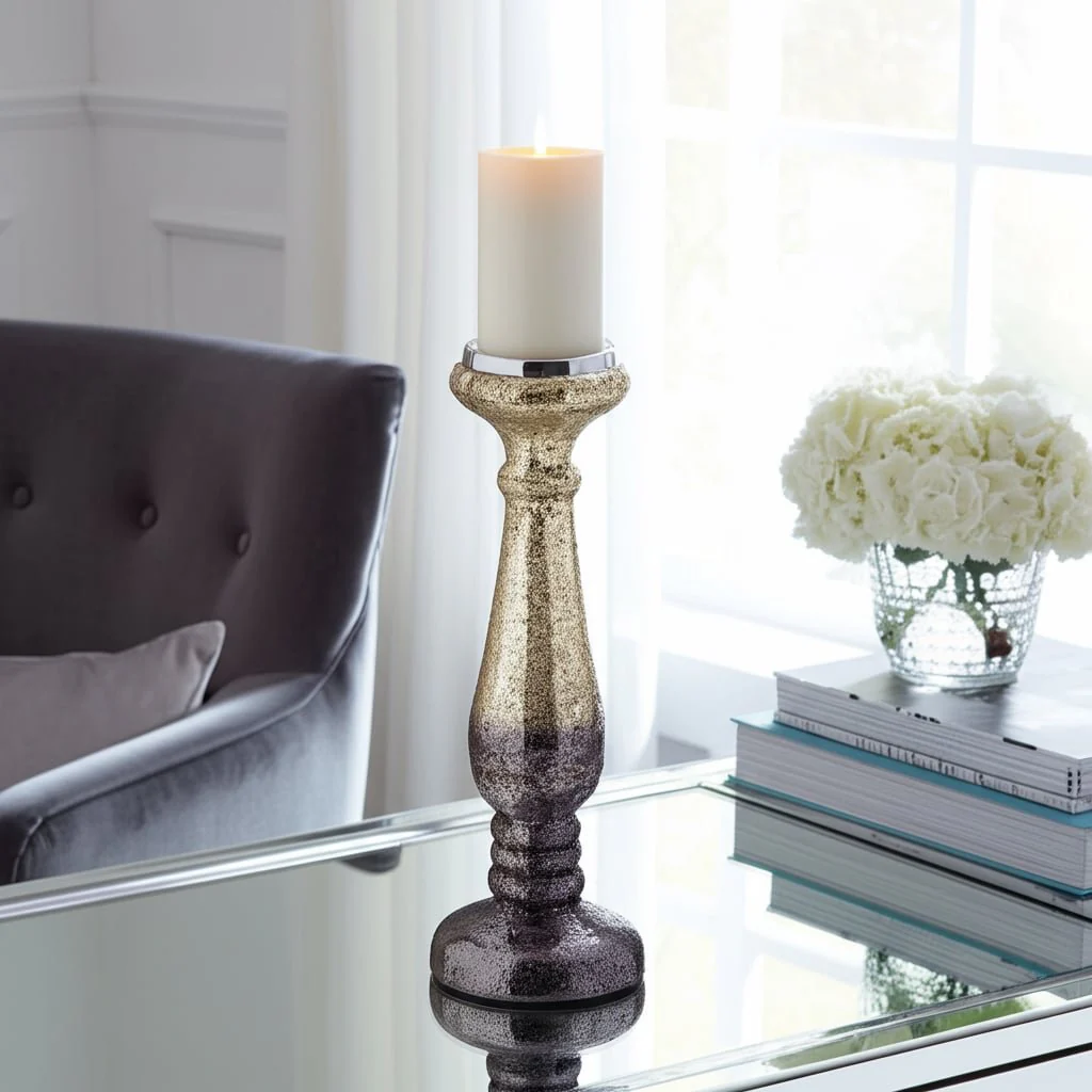 15" Plum Crackled Candle Holder - Image 10