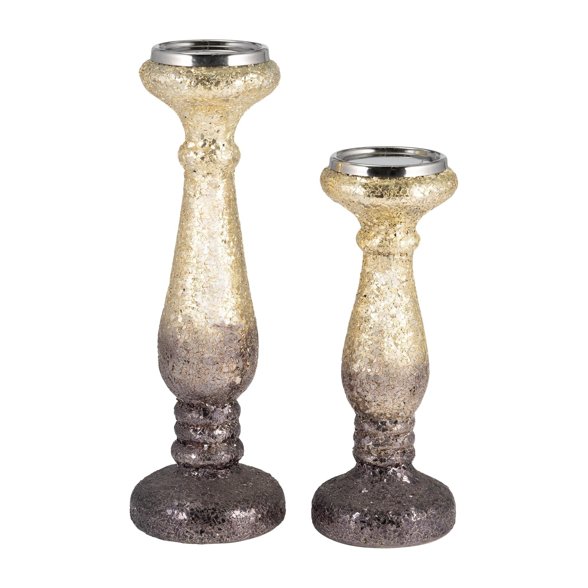 15" Plum Crackled Candle Holder - Image 6