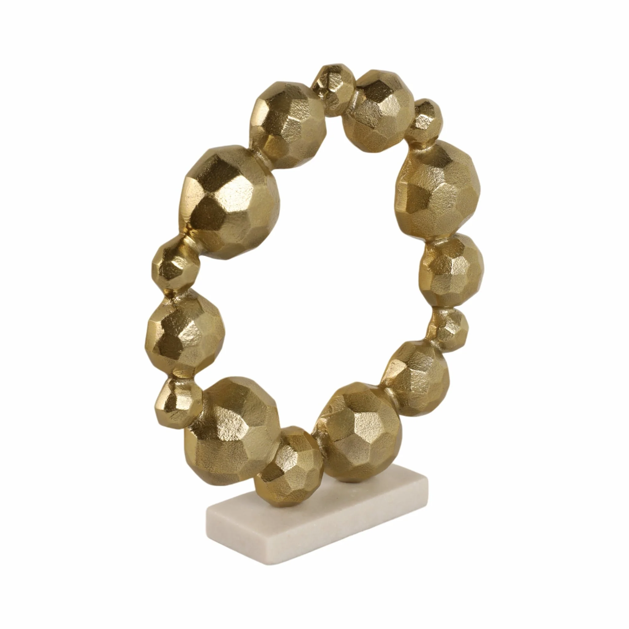 15" Ring Of Orbs On Marble Base, Gold/white - Image 2
