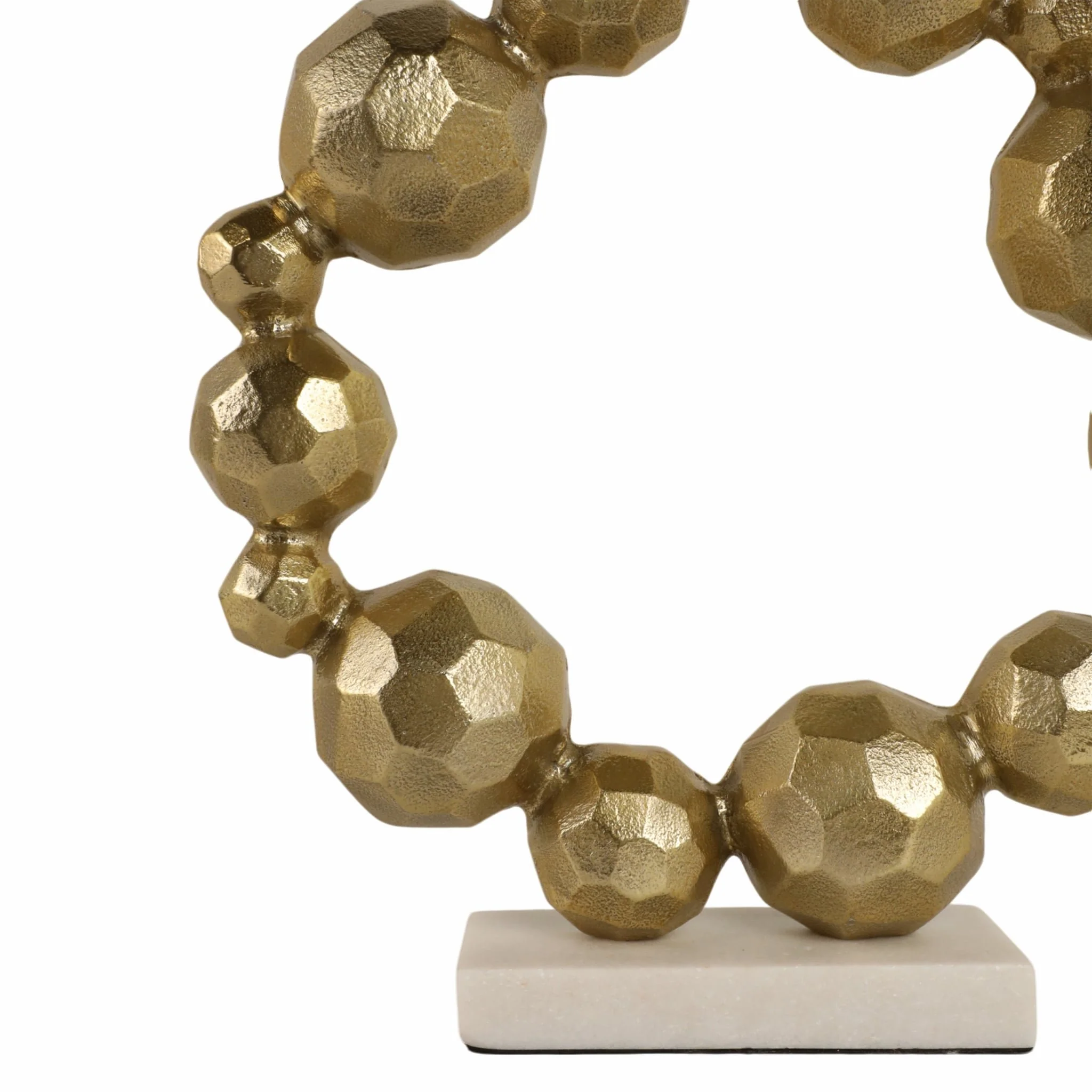 15" Ring Of Orbs On Marble Base, Gold/white - Image 5