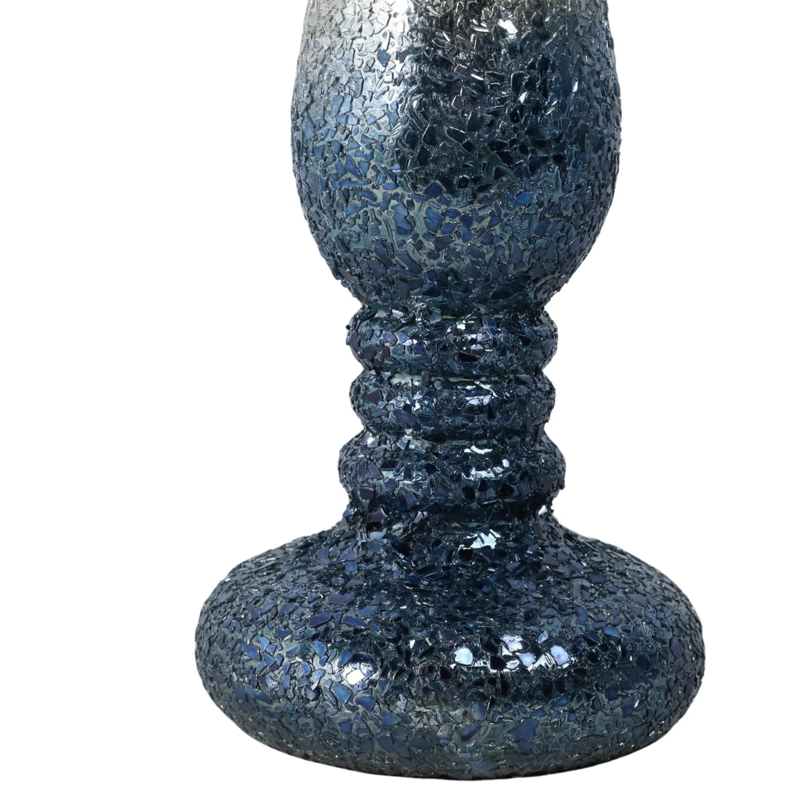 15" Silver Blue, Crackled Candle Holder - Image 5