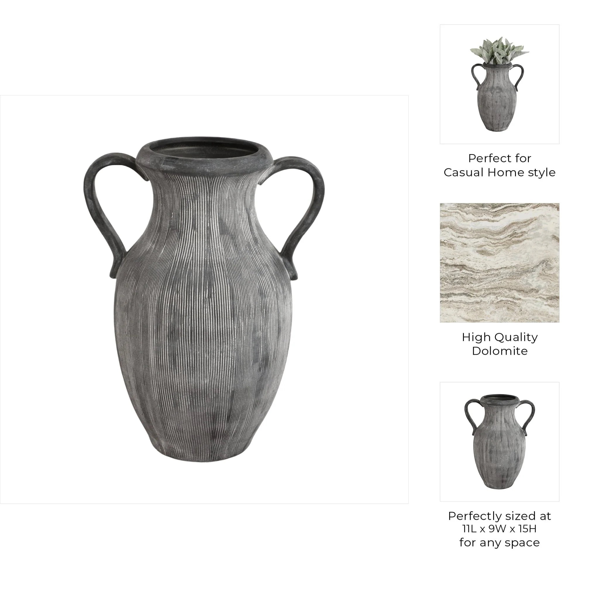 15" Weathered Jug With Handles, Black - Image 10