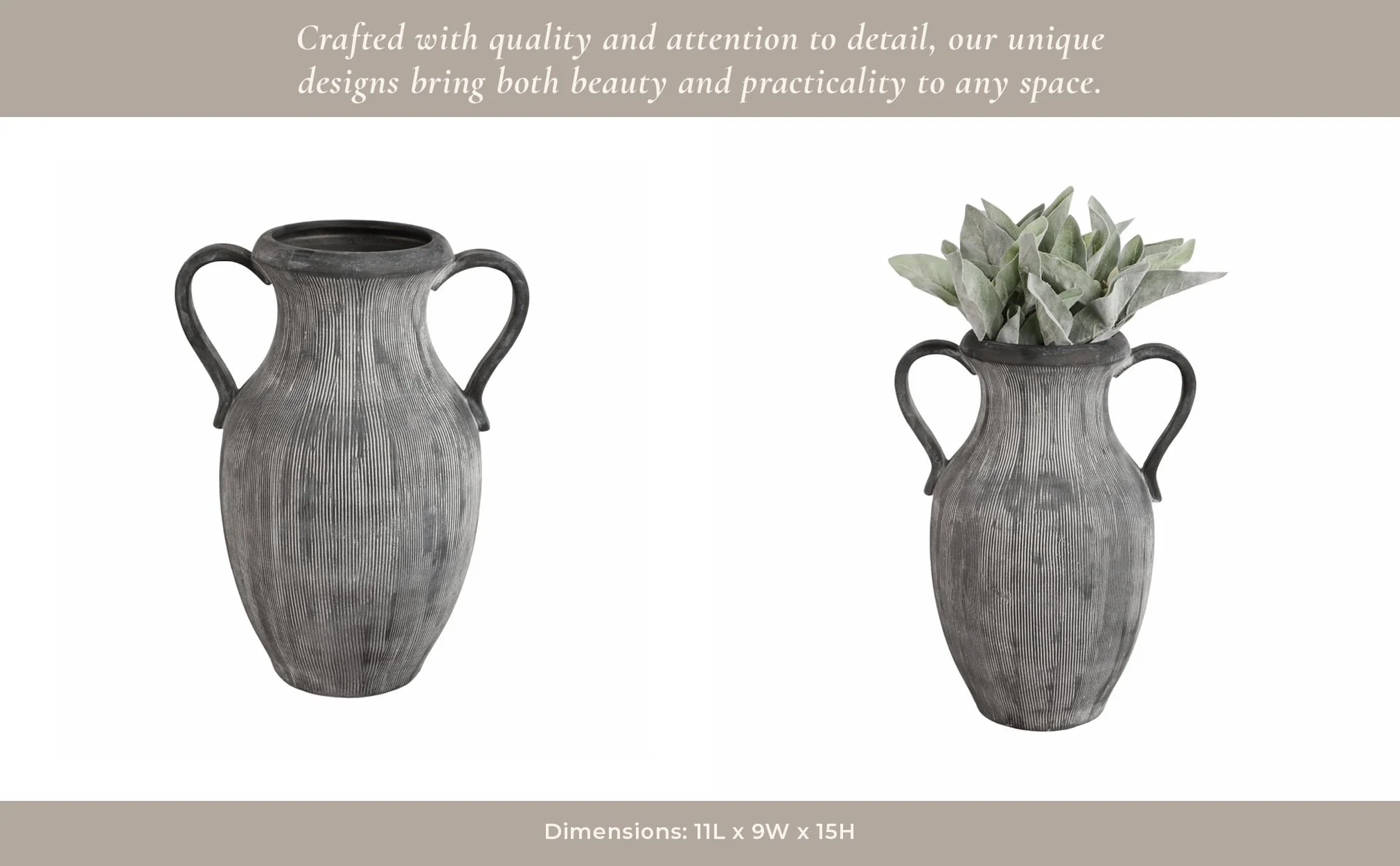 15" Weathered Jug With Handles, Black - Image 13
