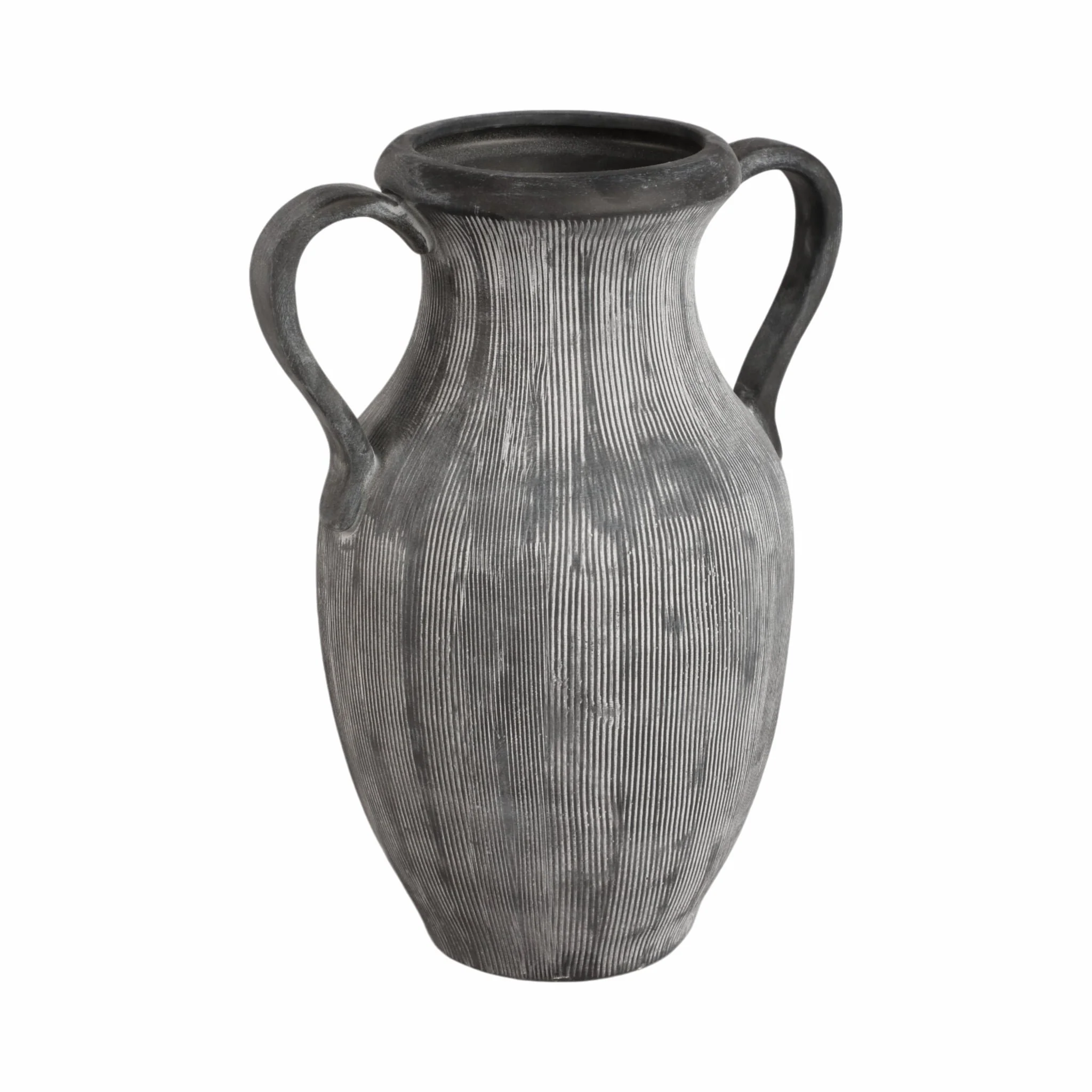 15" Weathered Jug With Handles, Black - Image 3