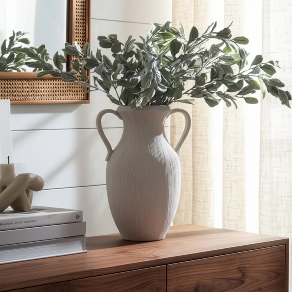 15" Weathered Jug With Handles, White - Image 11