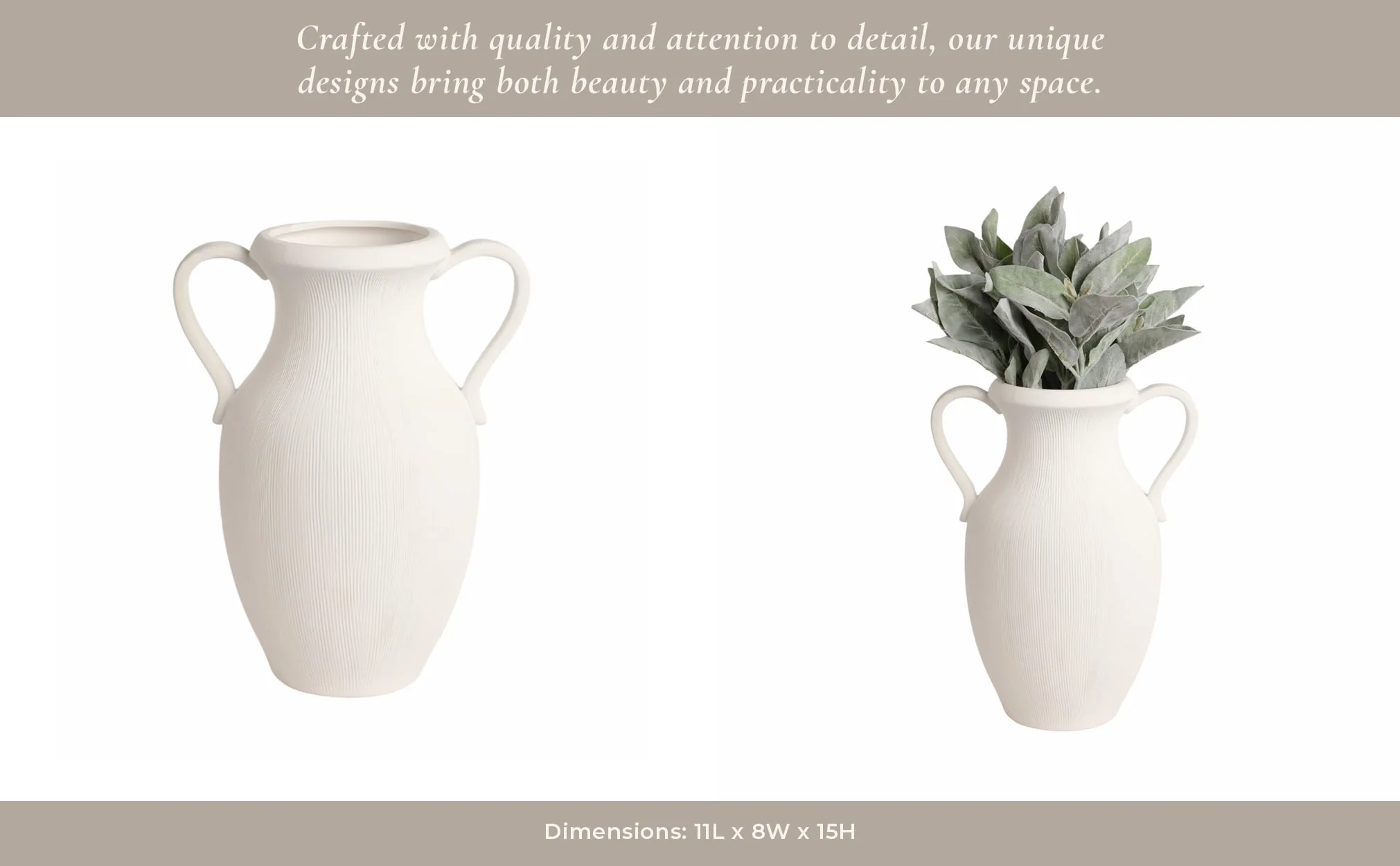 15" Weathered Jug With Handles, White - Image 13