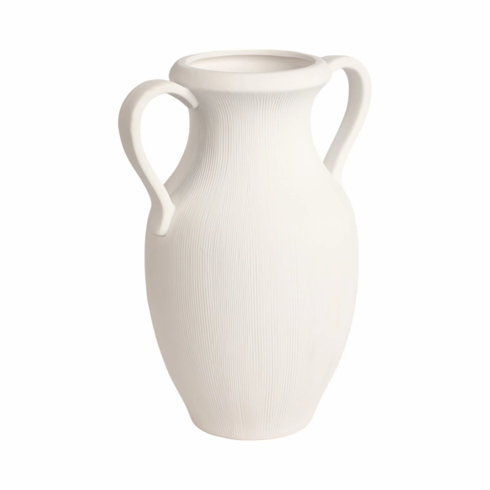 15" Weathered Jug With Handles, White - Image 3