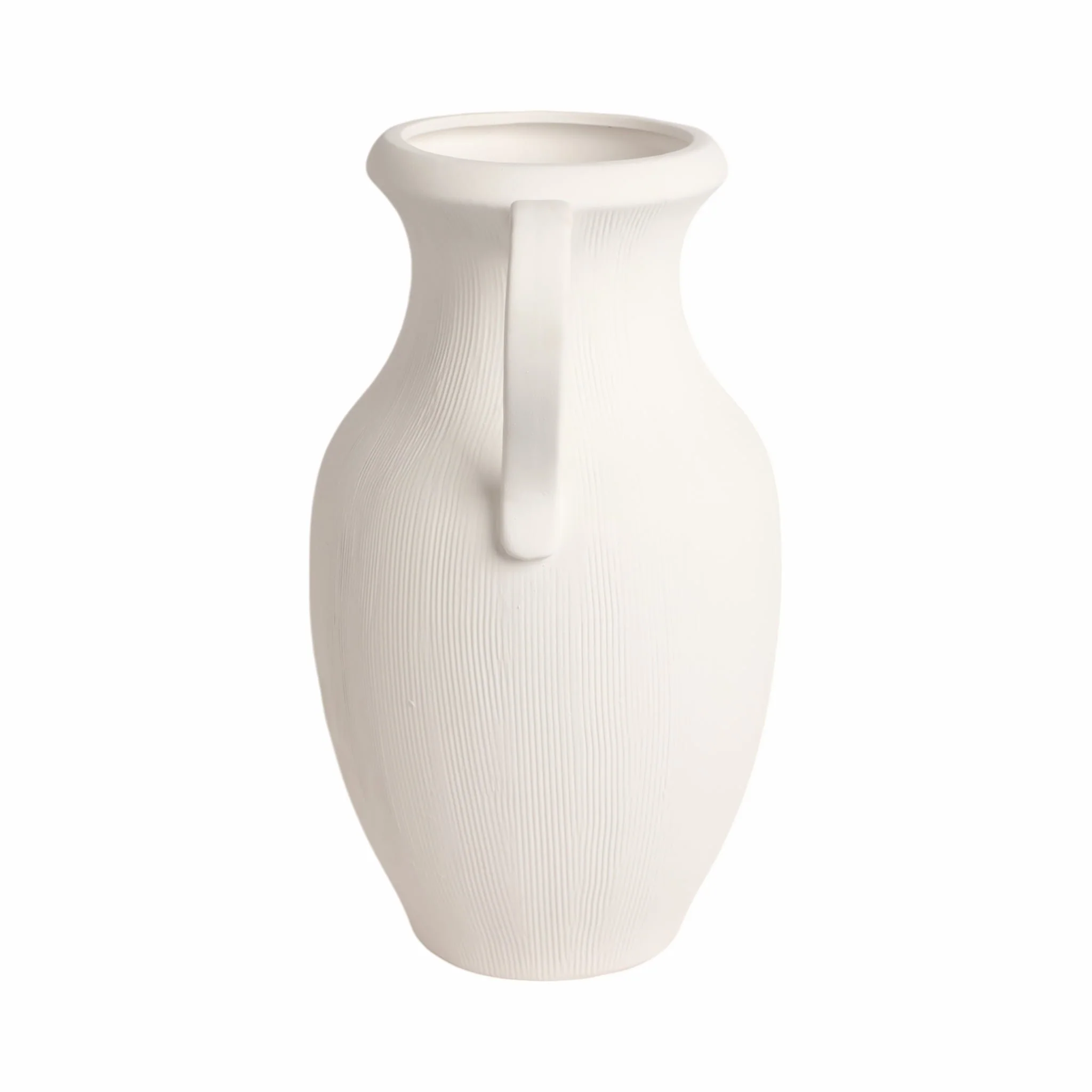 15" Weathered Jug With Handles, White - Image 4