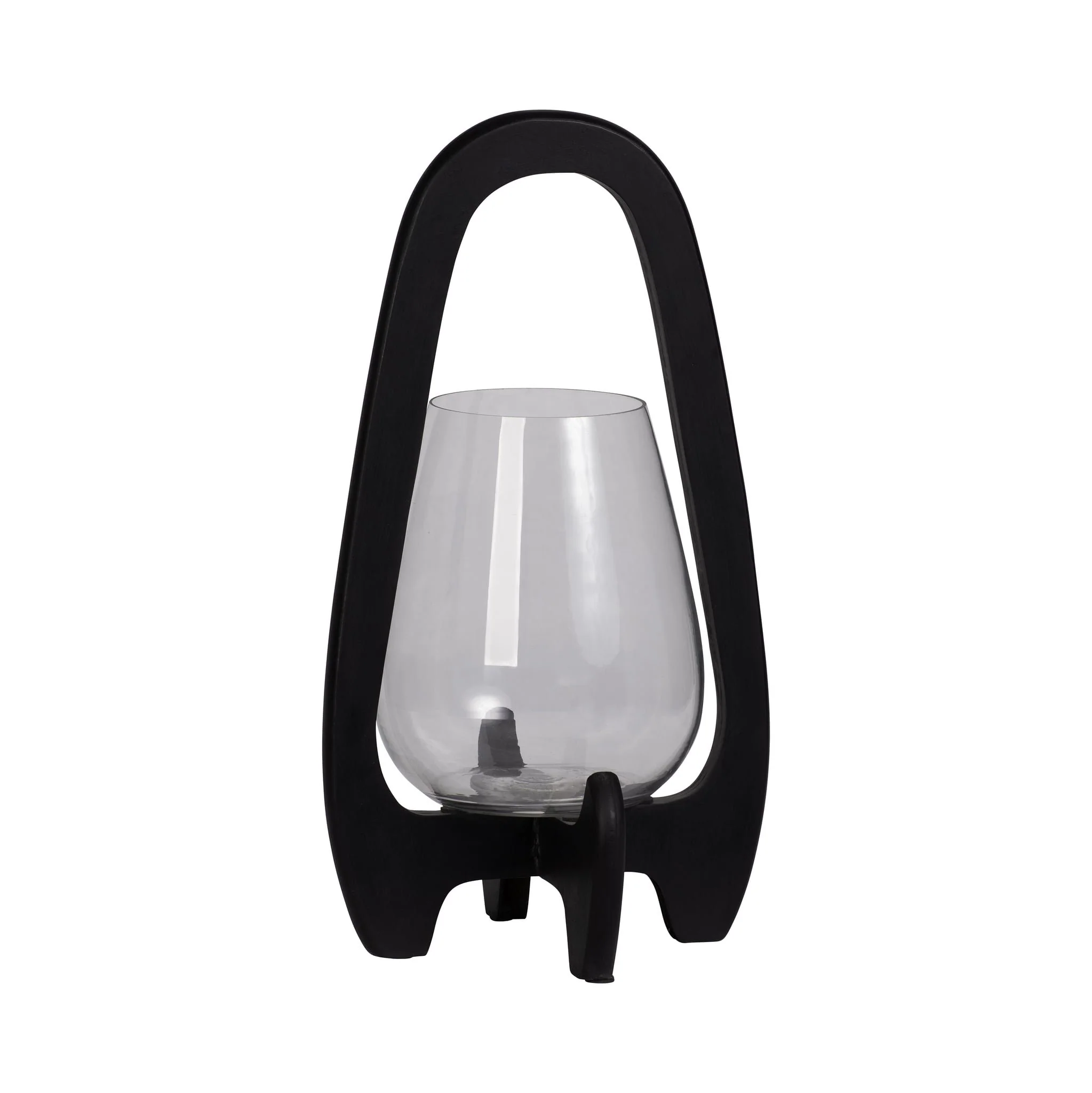 15"h Glass Lantern W/ Wood Handle, Black - Image 2