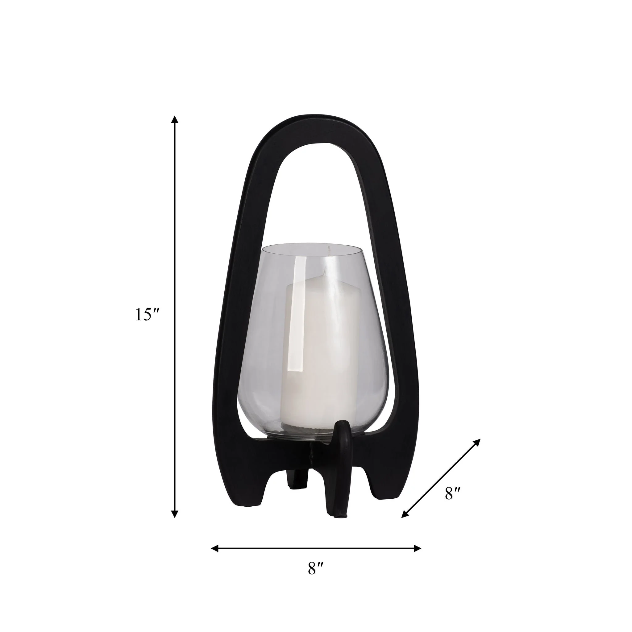 15"h Glass Lantern W/ Wood Handle, Black - Image 9
