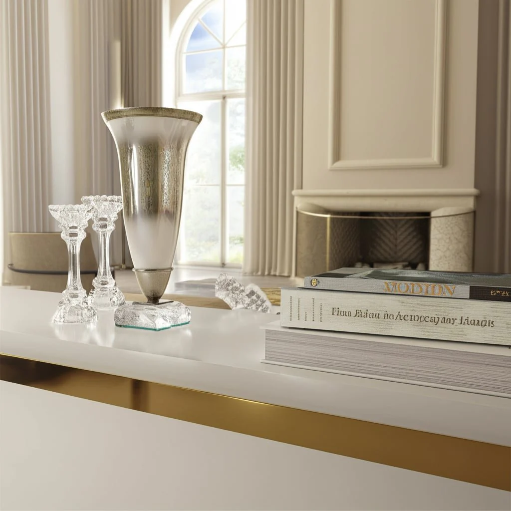 15"h Glass Vase W/ Acrylic Base, Silver - Image 8