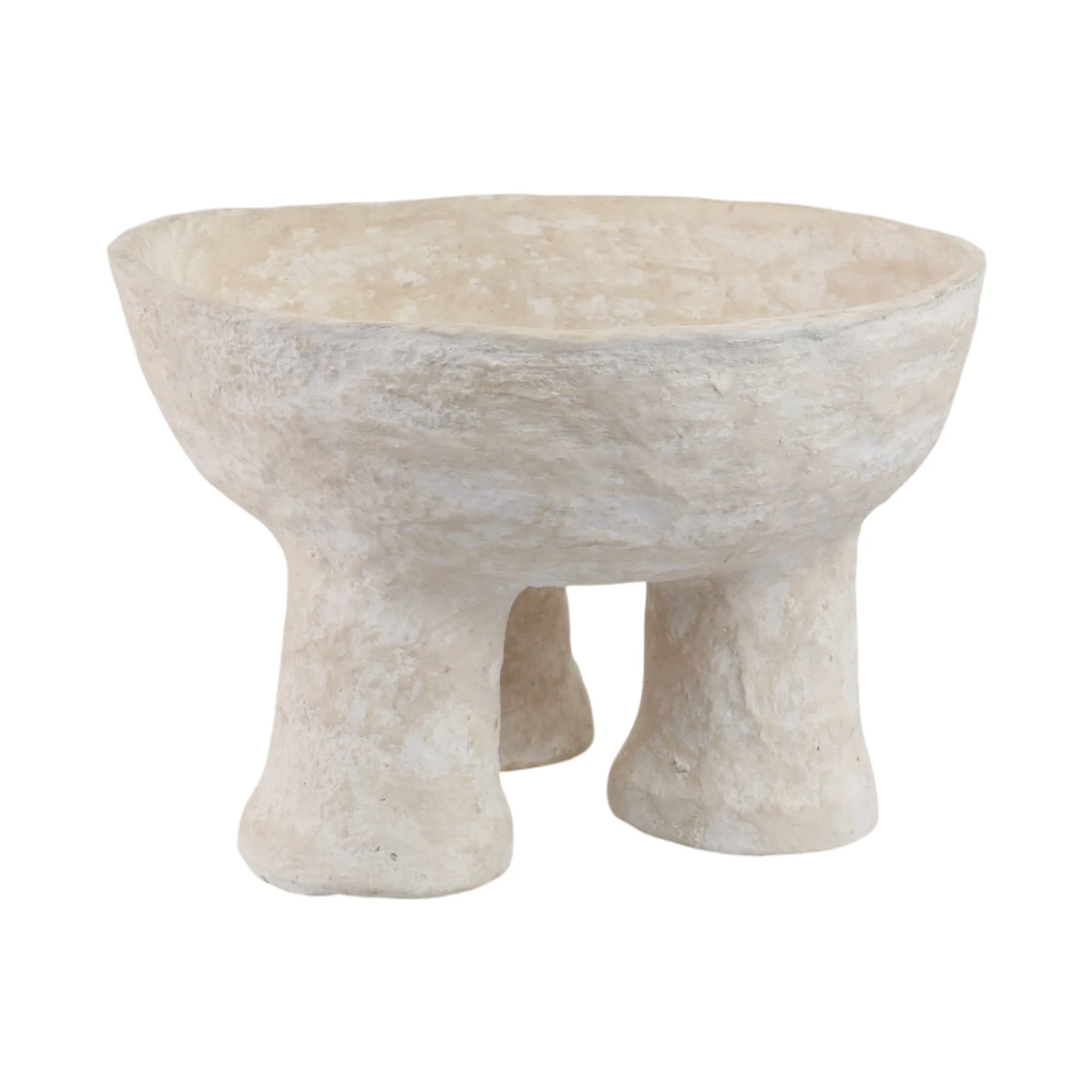 15x10" 3-footed Paper Mache Bowl, White - Image 3