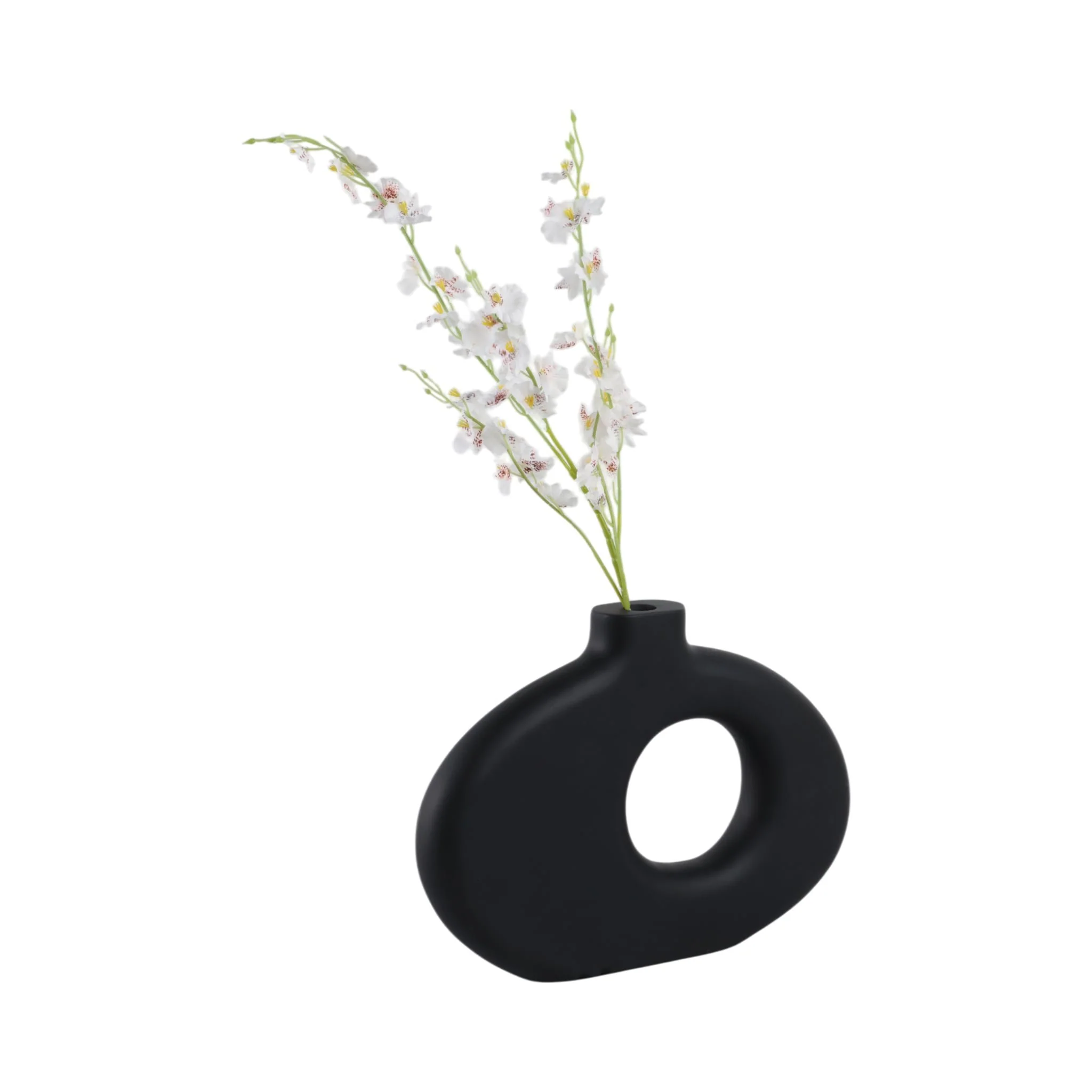 15x10" Cut-out Wood Vase, Black - Image 2