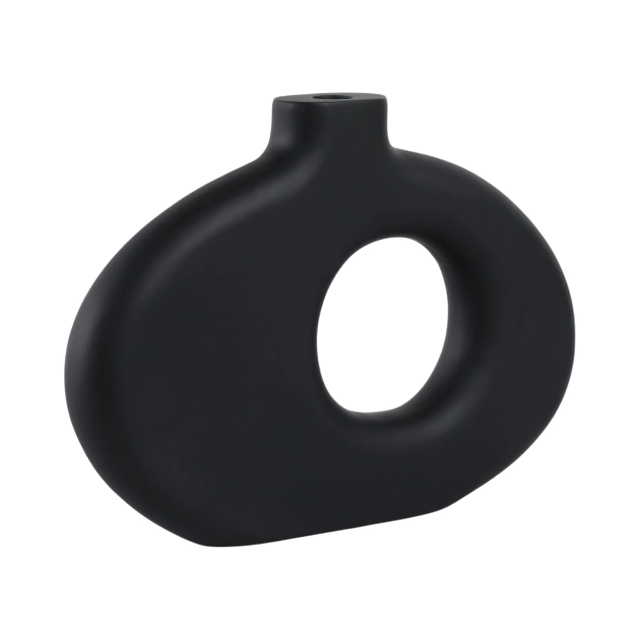 15x10" Cut-out Wood Vase, Black - Image 3