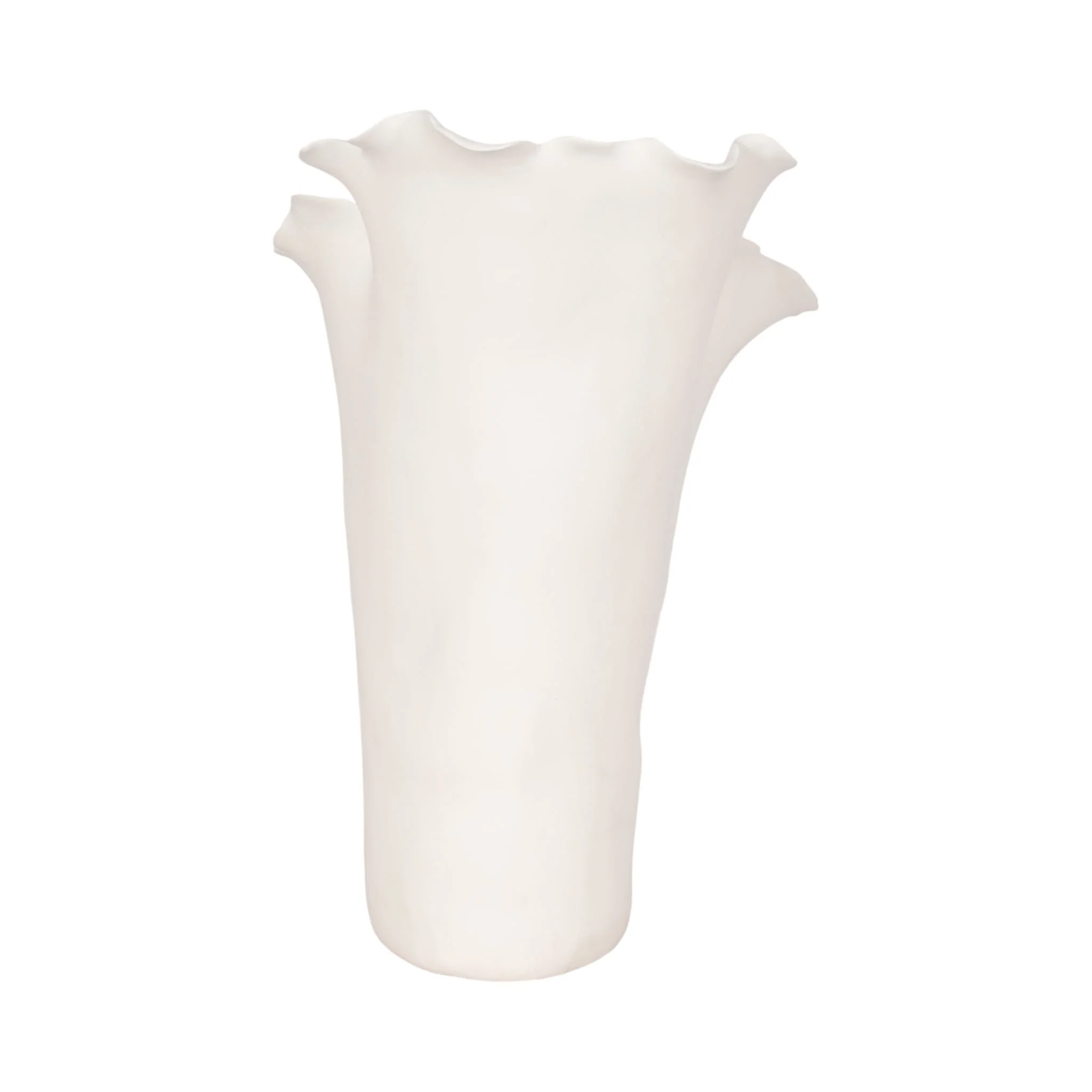 15x11" Handmade Flutter Vase, White - Image 5
