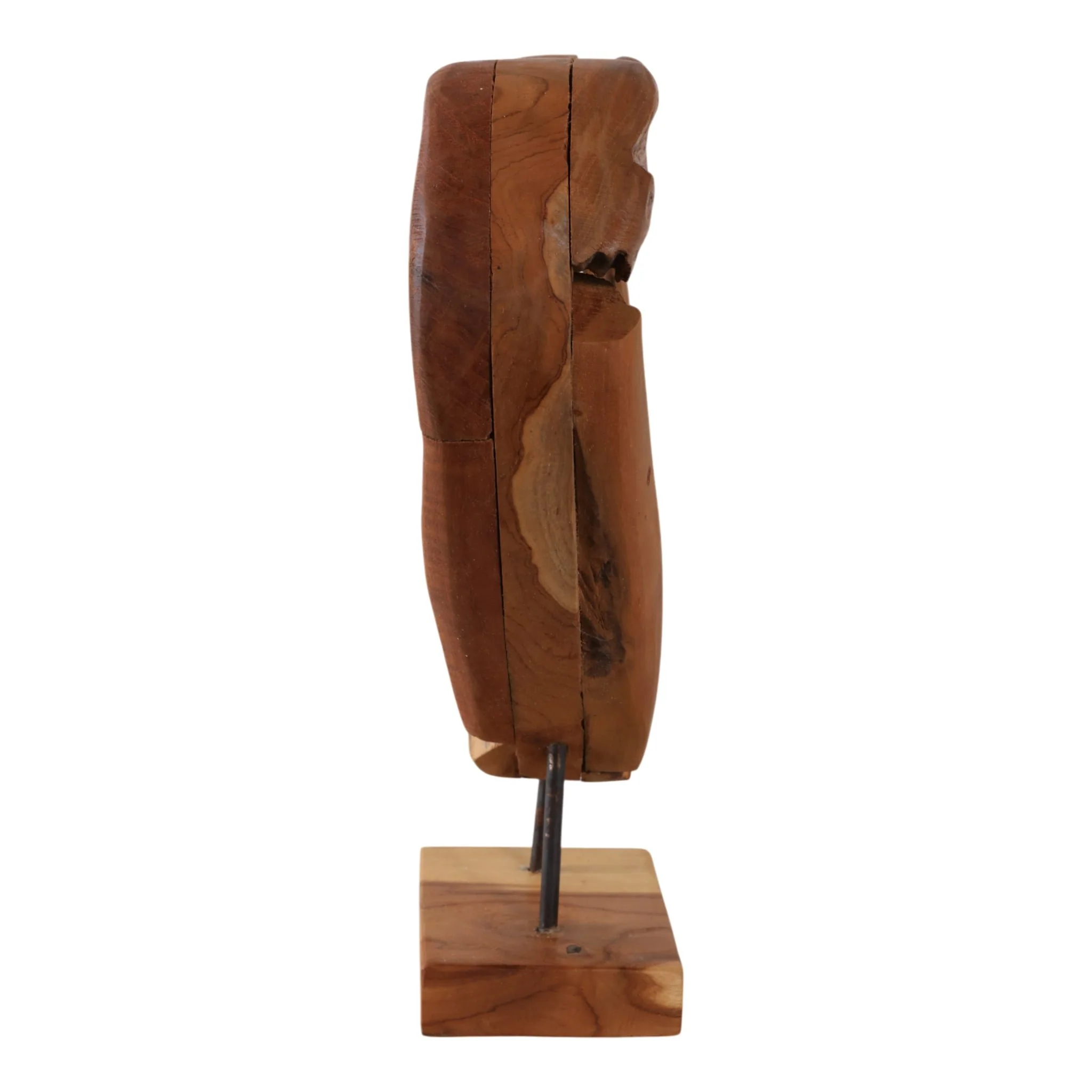 15x12" Teak Wood Open Heart Sculpture, Brown - Image 3
