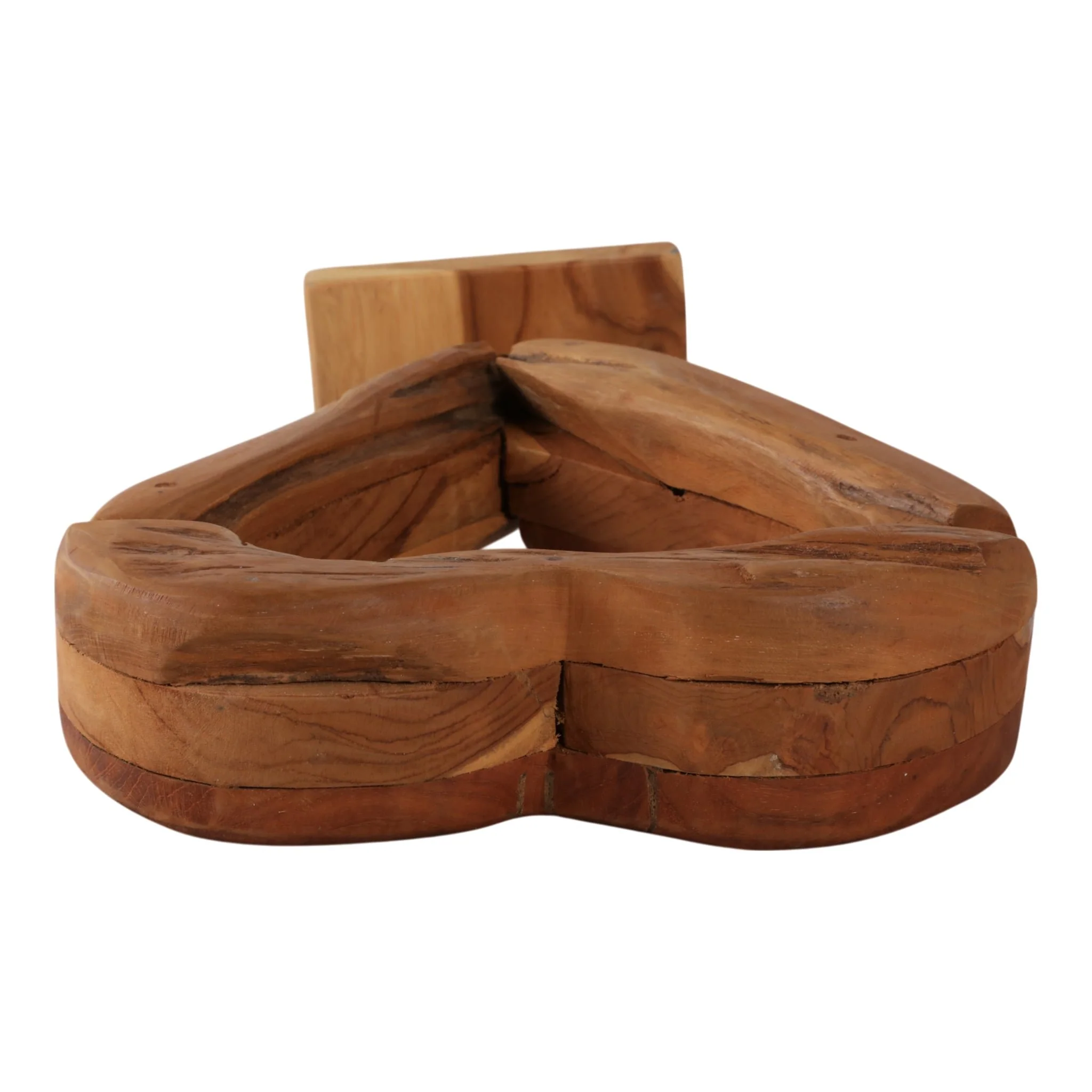 15x12" Teak Wood Open Heart Sculpture, Brown - Image 6