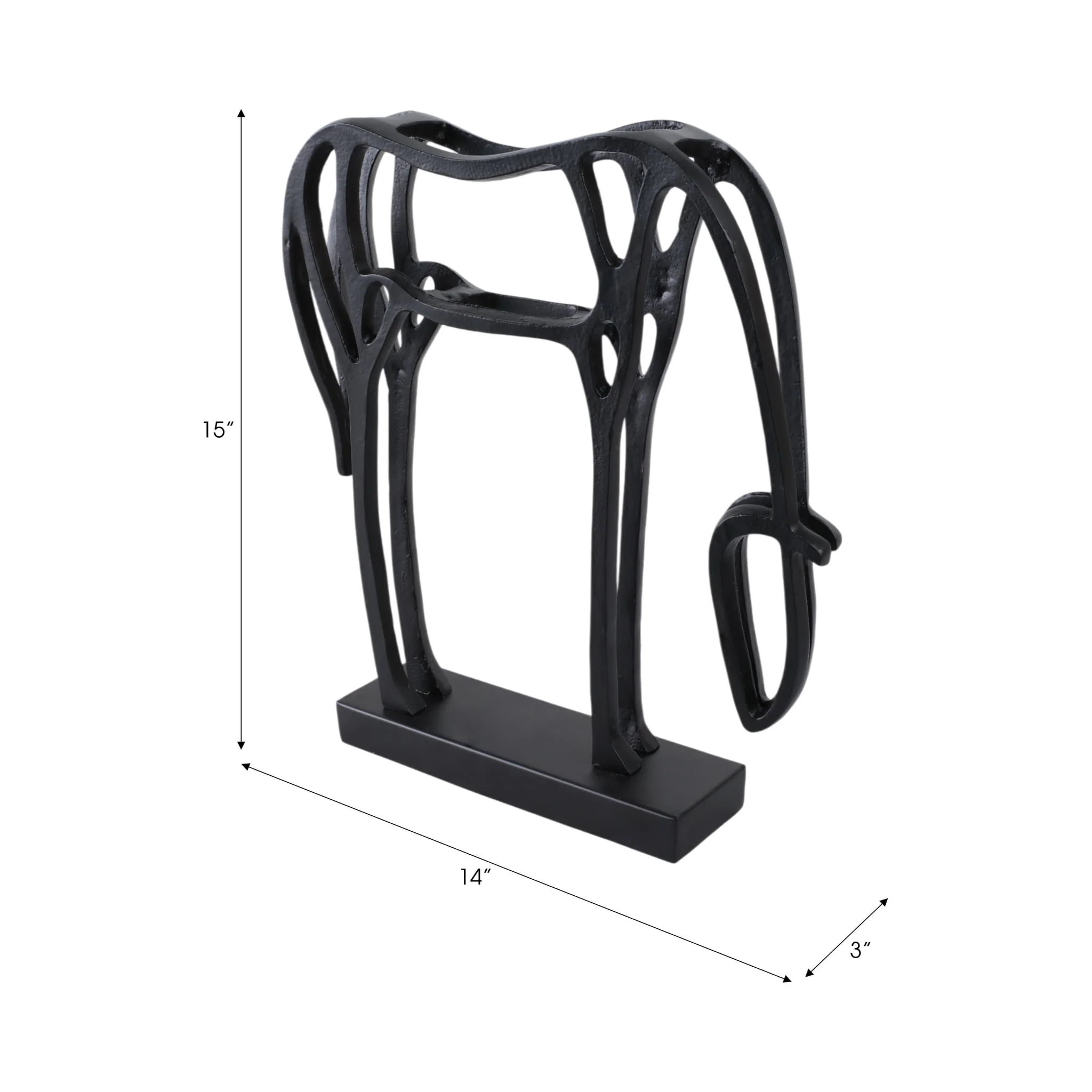 15x14" Modern Cut-out Horse On Base, Black - Image 2