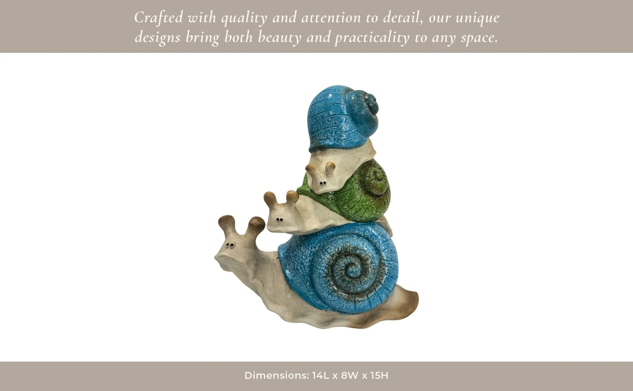 15x14" Stacked Snails With Colored Shells, Ivory M - Image 13
