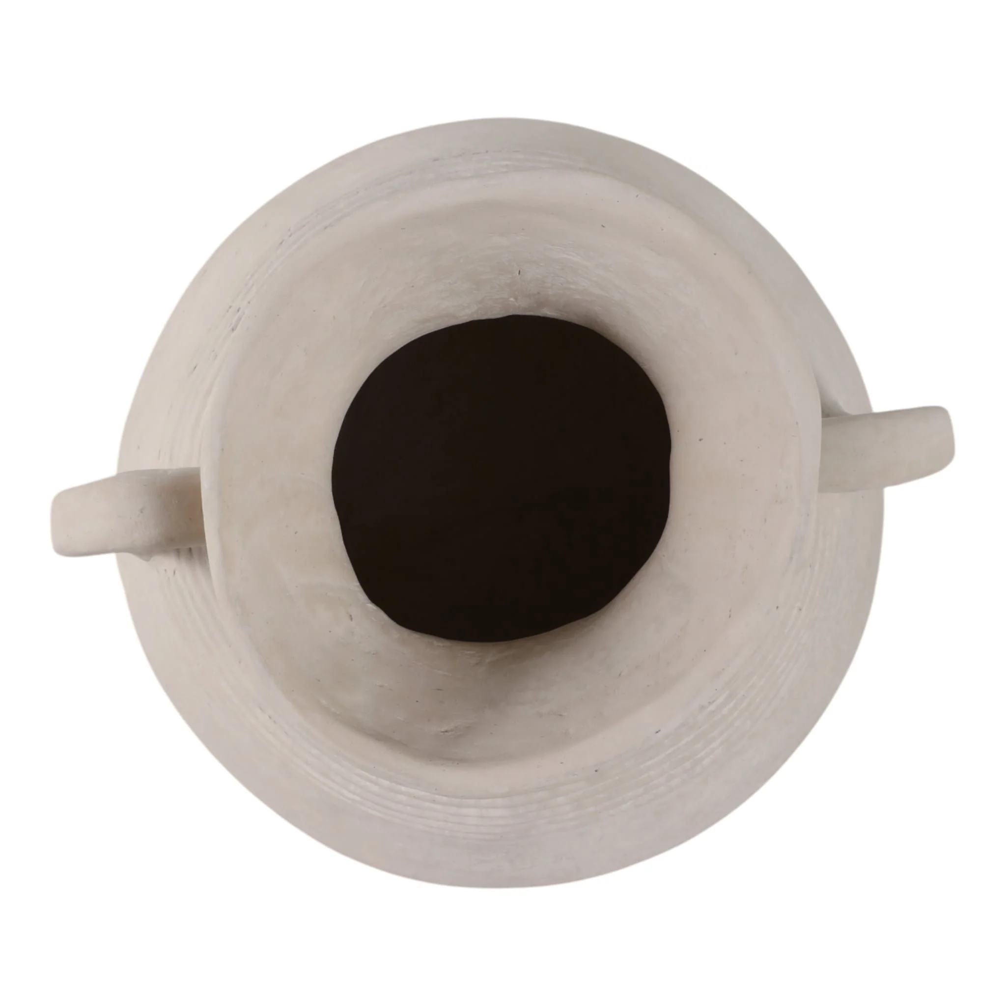15x15" Wide Paper Mache Vase With Handles, White - Image 6