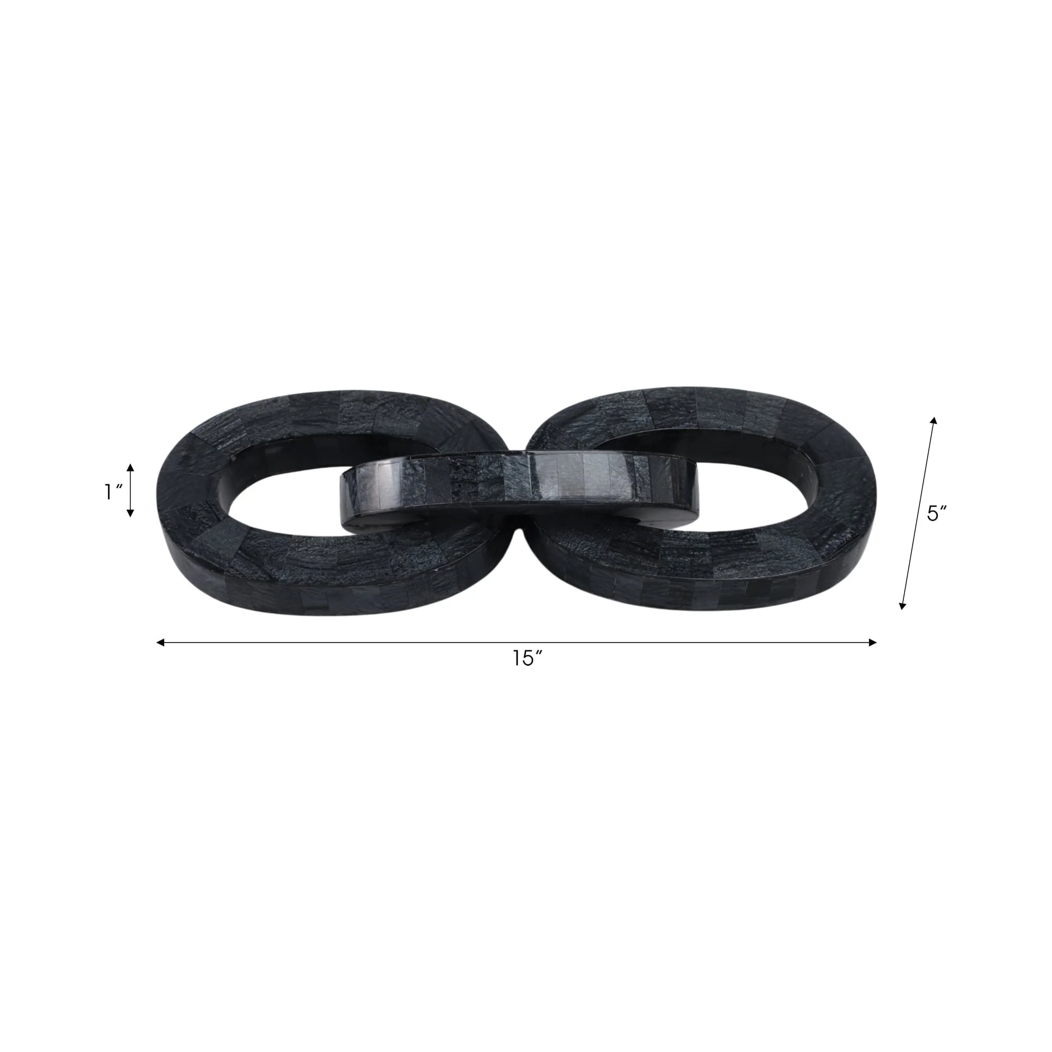 15x5" 3-link Marbled Resin Chain, Black/white - Image 2