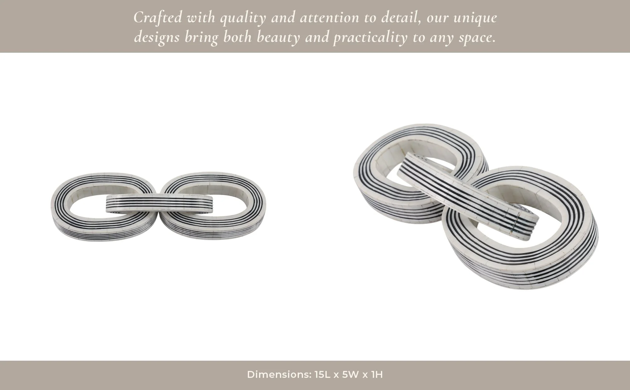 15x5" 3-link Resin Chain With Lines, White/black - Image 12