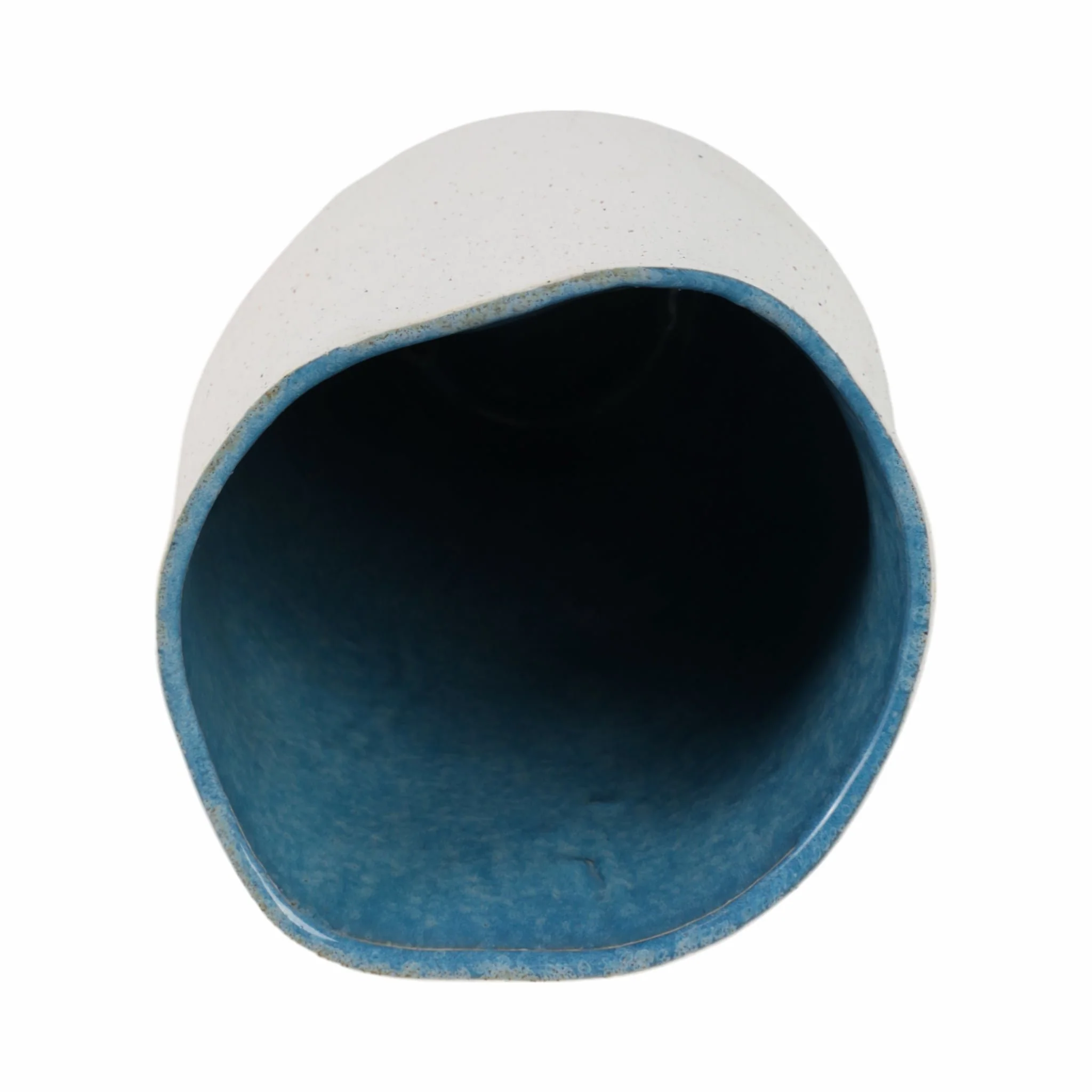 15x8" Textured Organic Vase Reactive Inside, White - Image 6