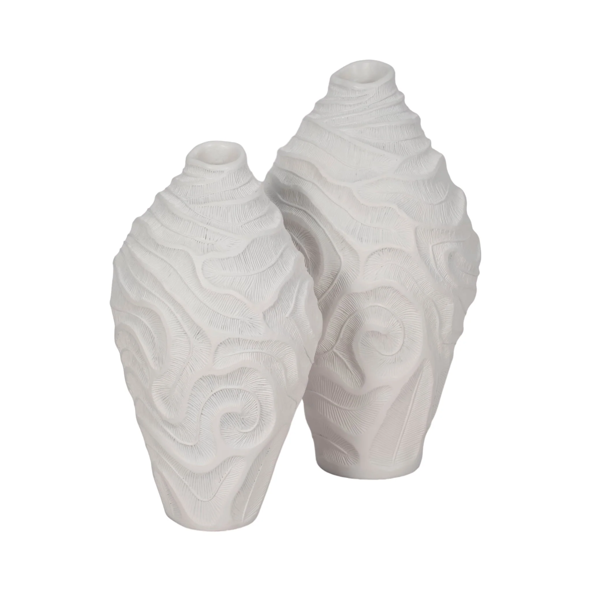 16" Coastal Coral Vase, White - Image 8