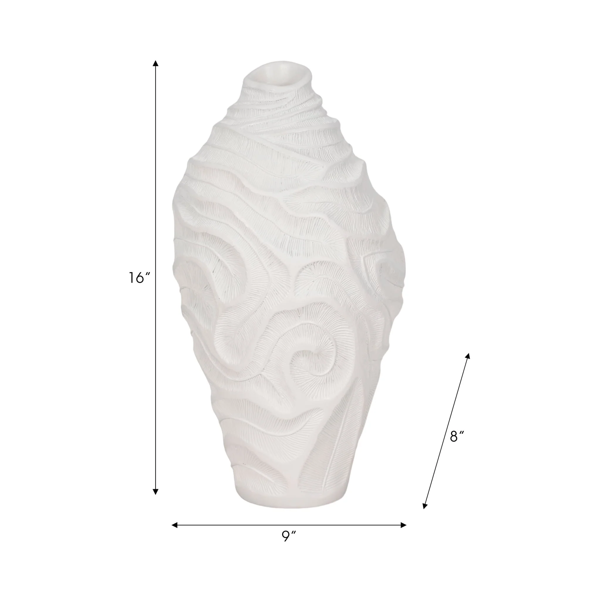16" Coastal Coral Vase, White - Image 9