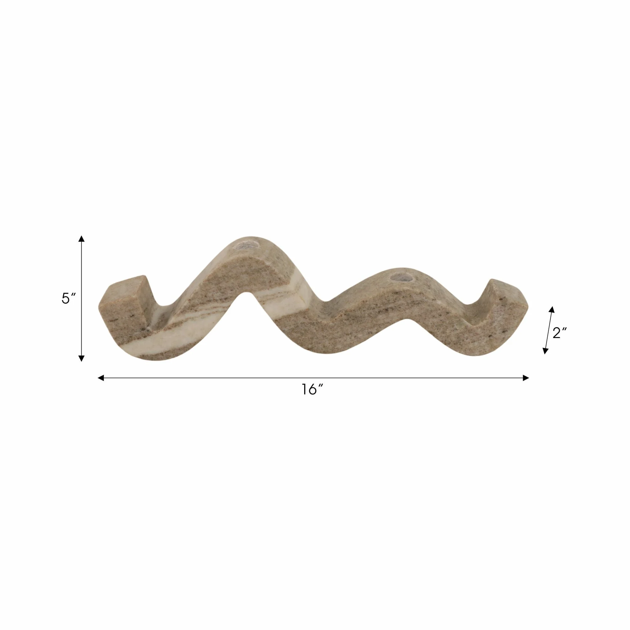 16" Curvy Marble 2-taper Candle Holder, Beige - Image 9
