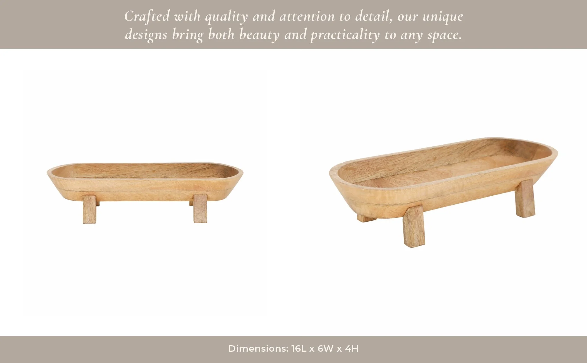 16" Footed Oval Bowl, Nat - Image 15