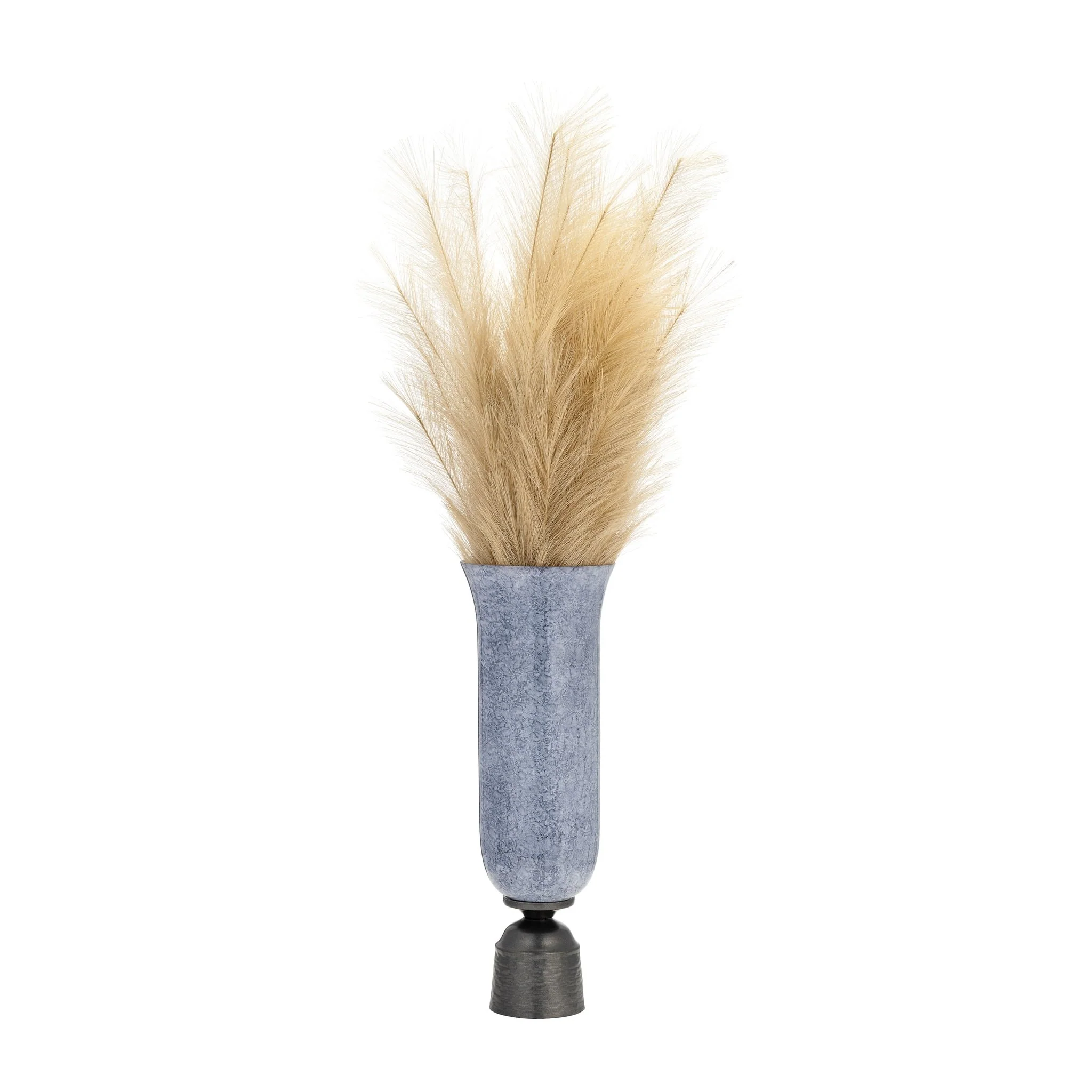 16", Glass Vase W/metal Base, Blue - Image 2