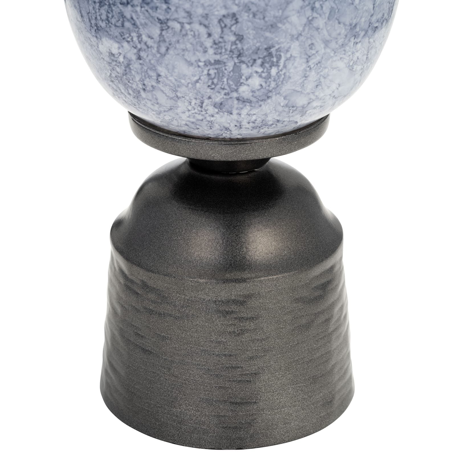 16", Glass Vase W/metal Base, Blue - Image 3