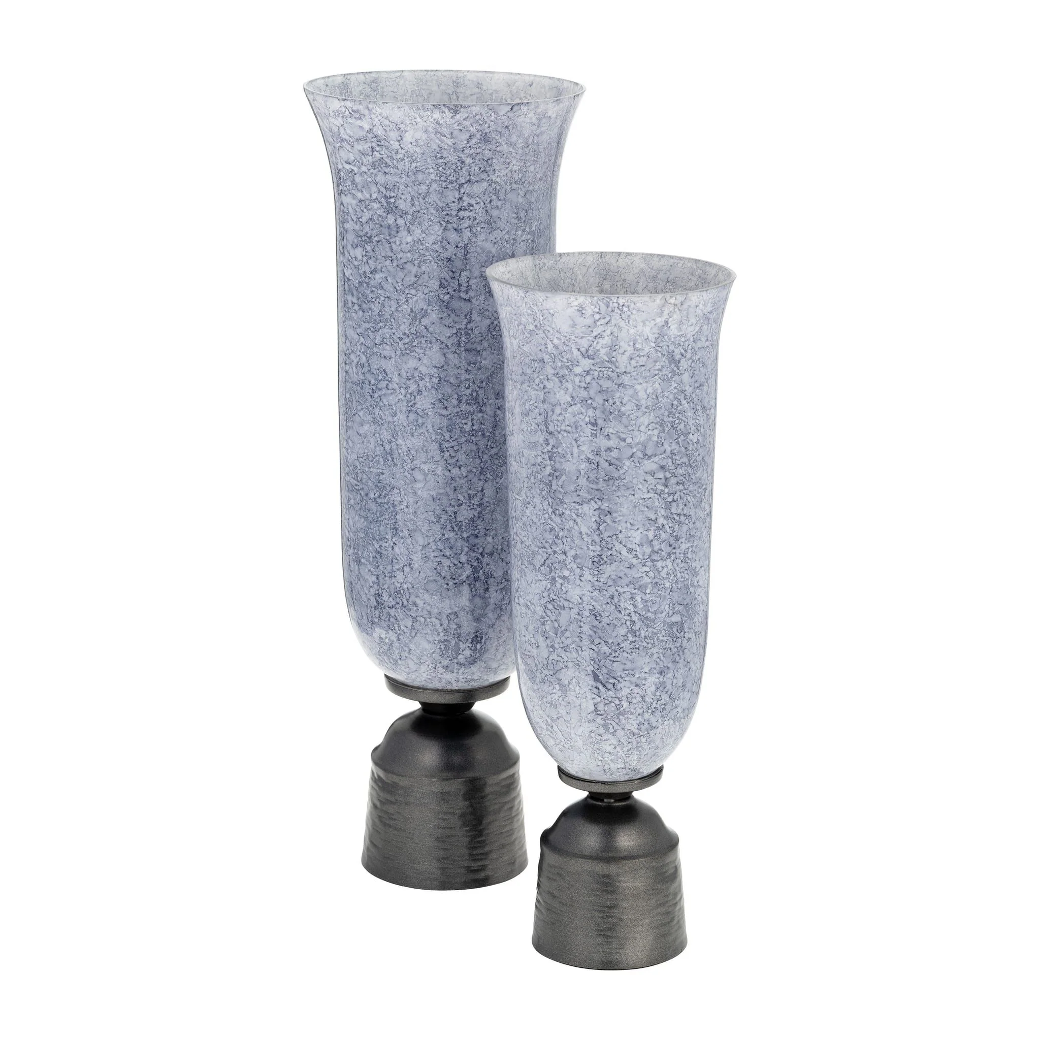 16", Glass Vase W/metal Base, Blue - Image 7