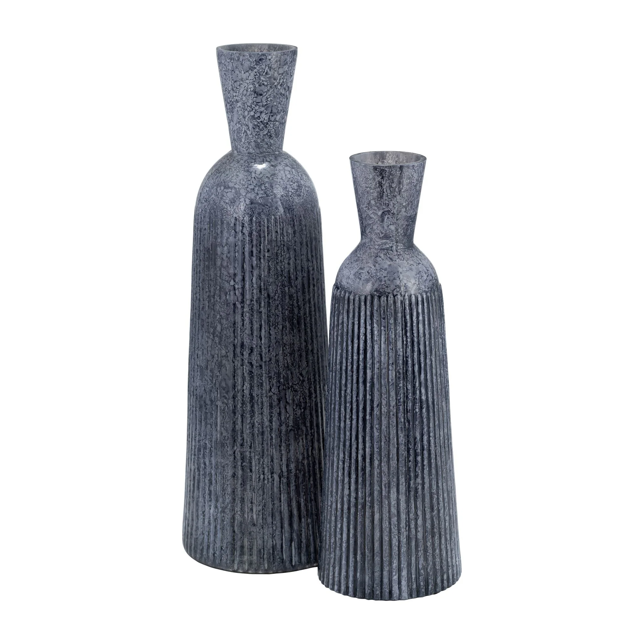 16", Grooved Glass Vase, Blue - Image 7
