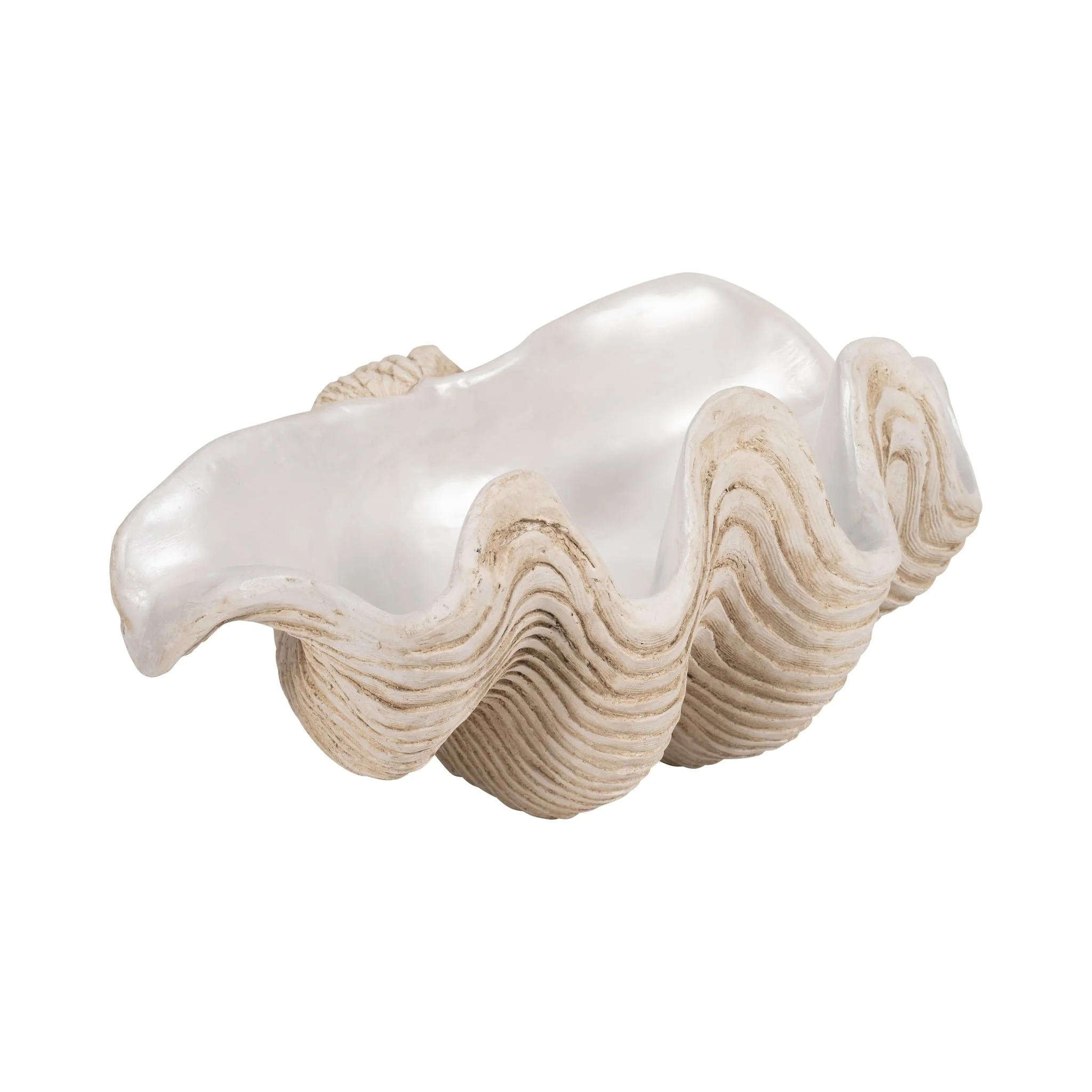16" Pearlized Clam Shell Bowl, Ivory - Image 3