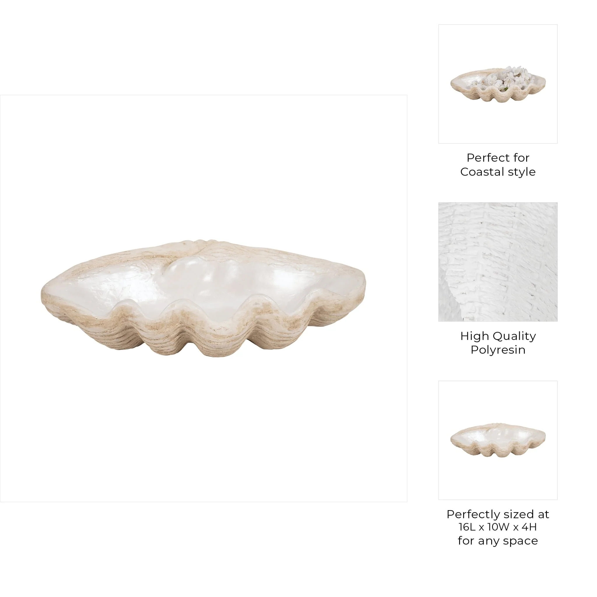 16" Pearlized Shell Bowl, Ivory - Image 10