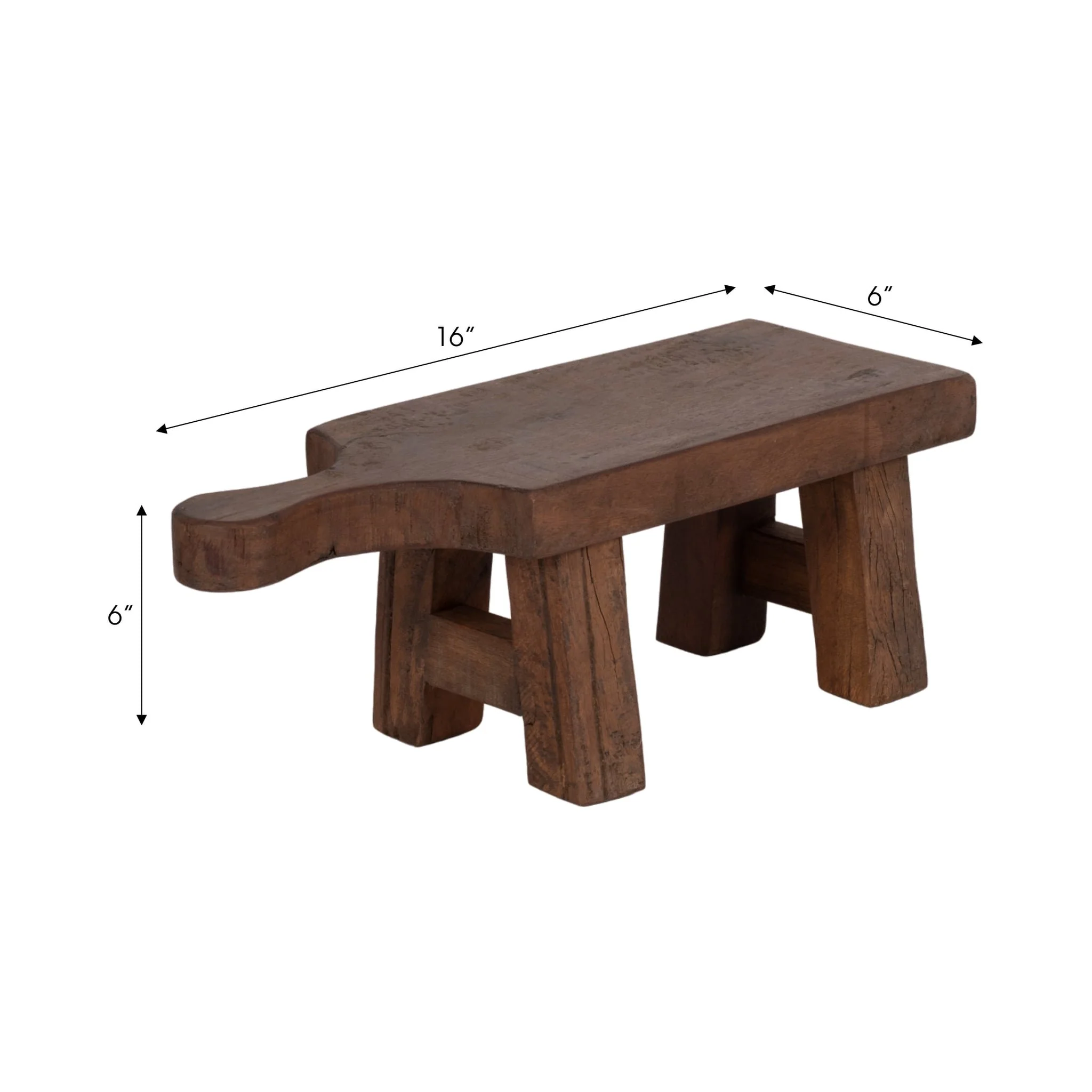16" Reclaimed Wood Riser With Handle, Brown - Image 9