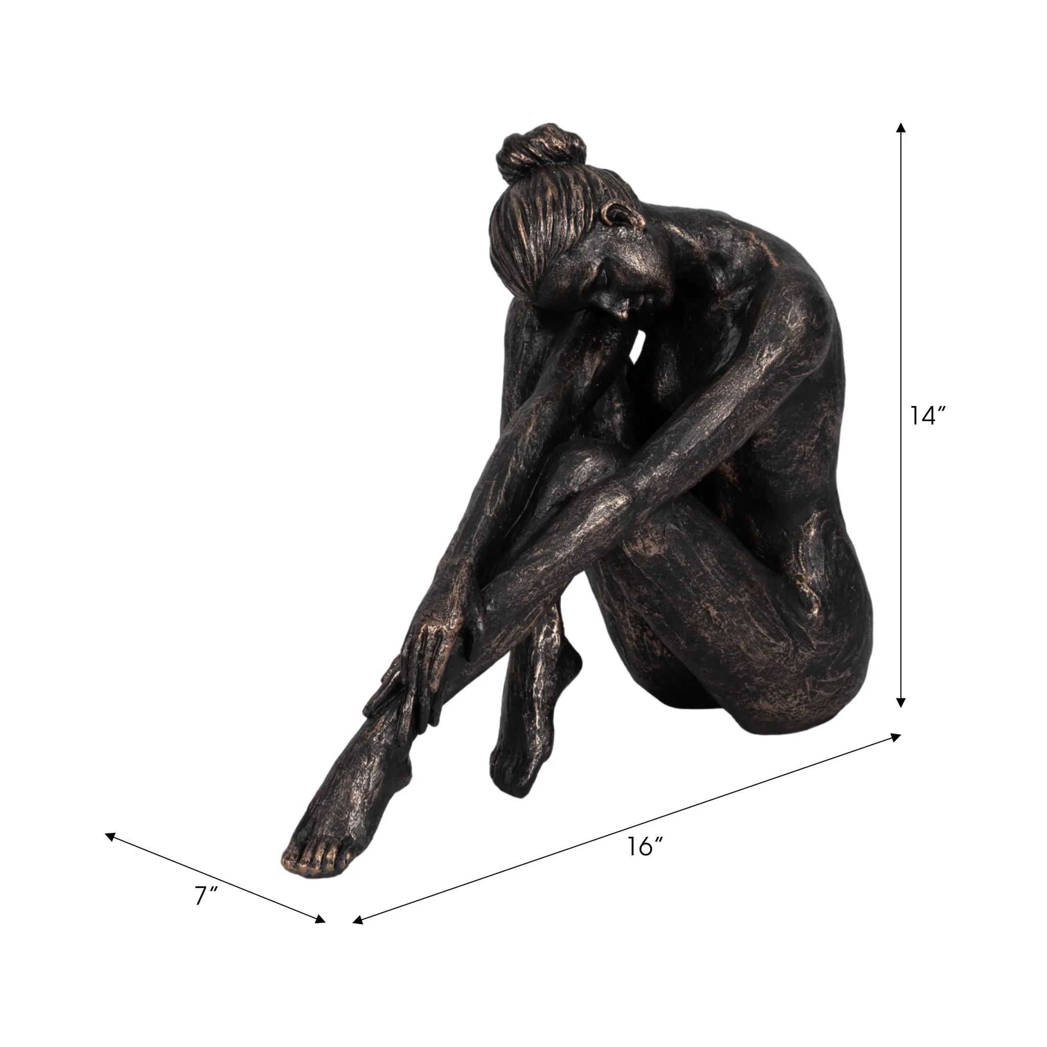 16" Resting Ballerina, Bronze - Image 2