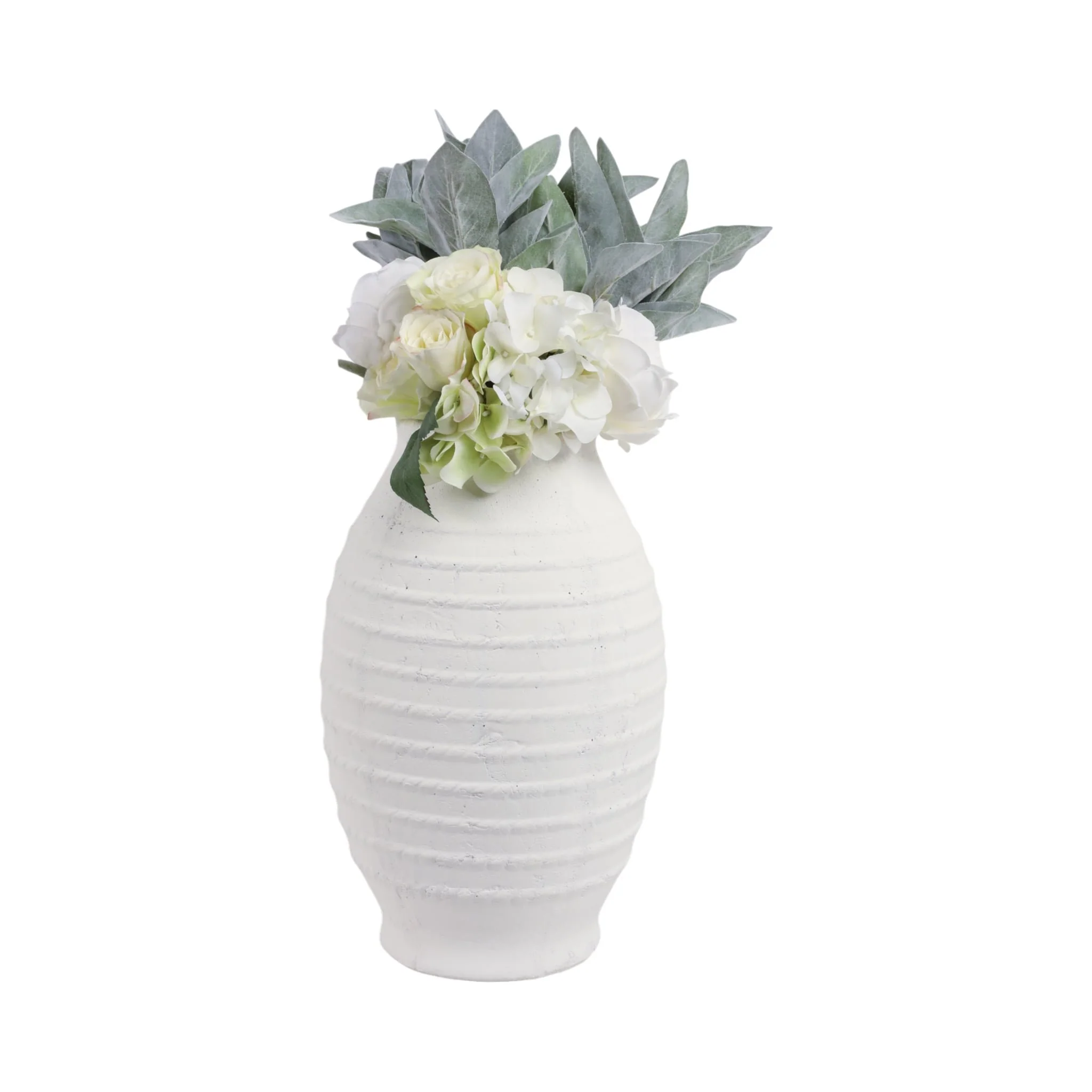 16" Rope Ribbed Vase, White - Image 2