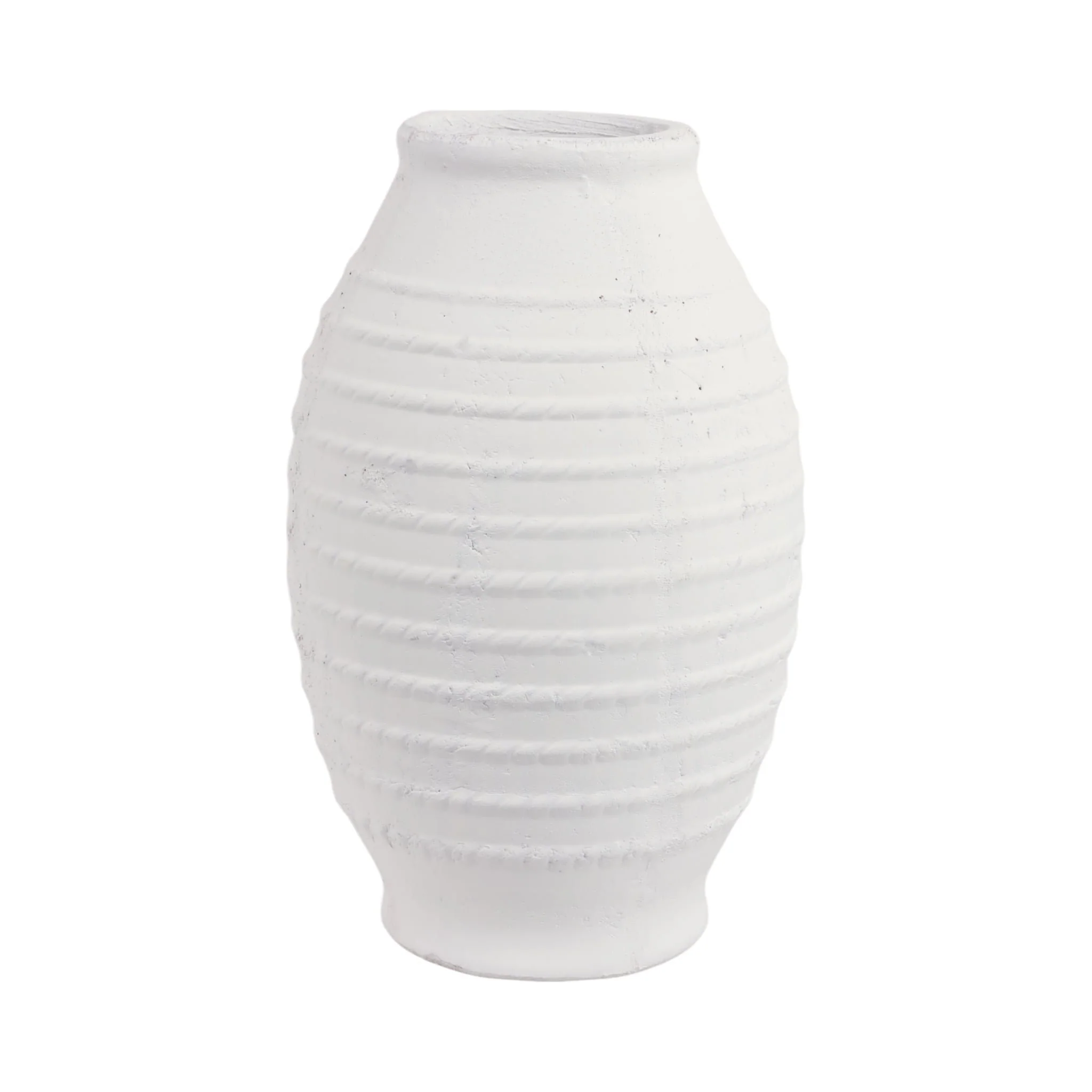 16" Rope Ribbed Vase, White - Image 3